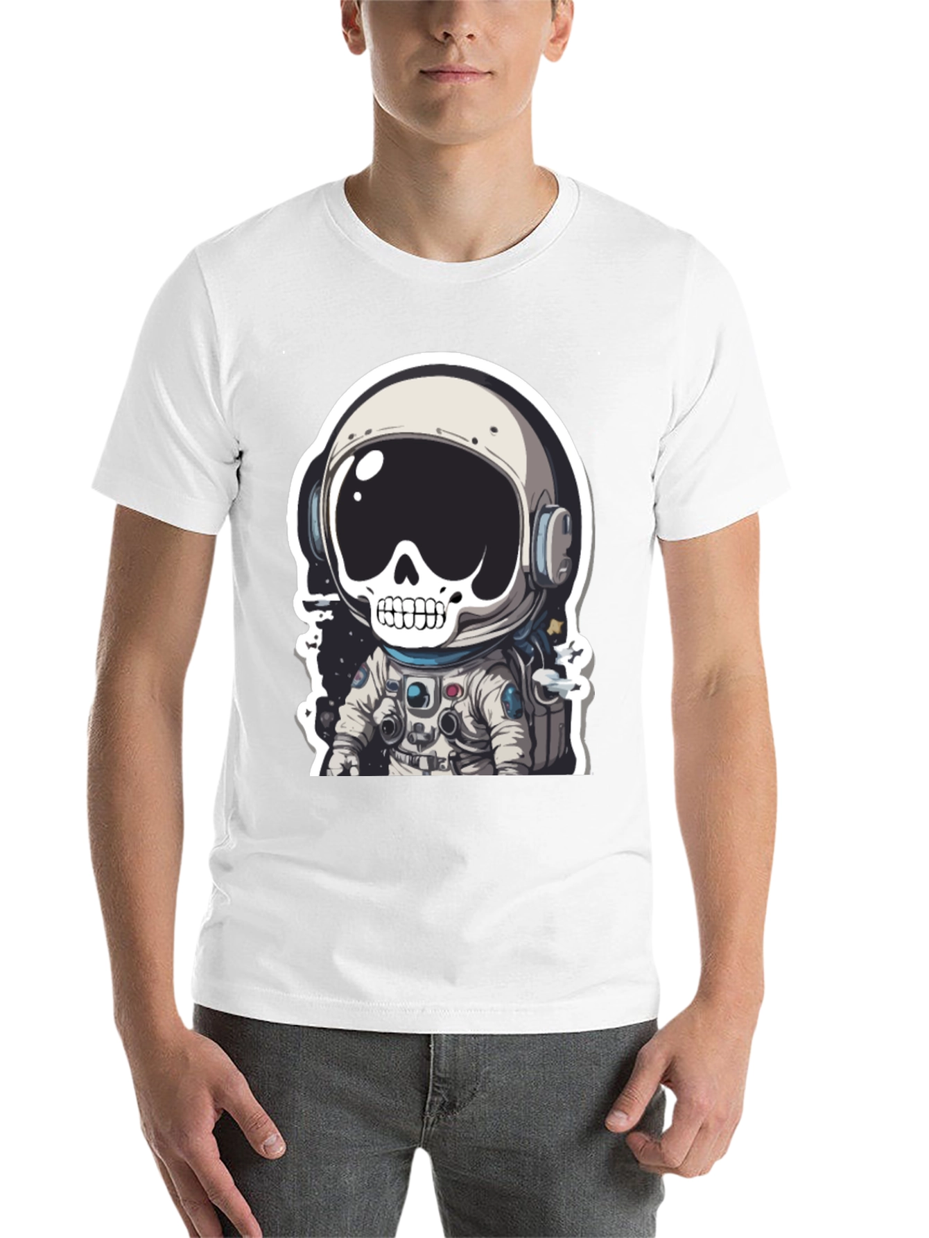 Black Skull Astronaut Graphic Tee - Men's Black T-Shirt view 14