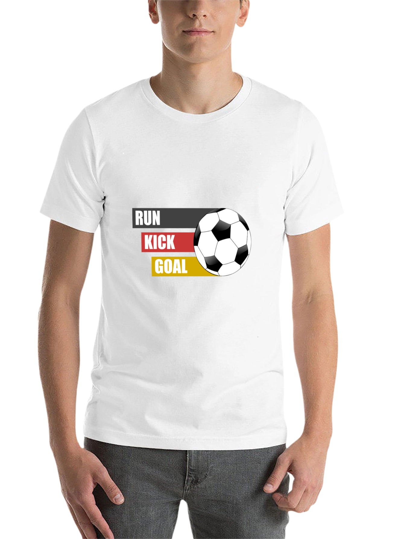 Black Run Kick Goal Soccer T-Shirt - Black view 14