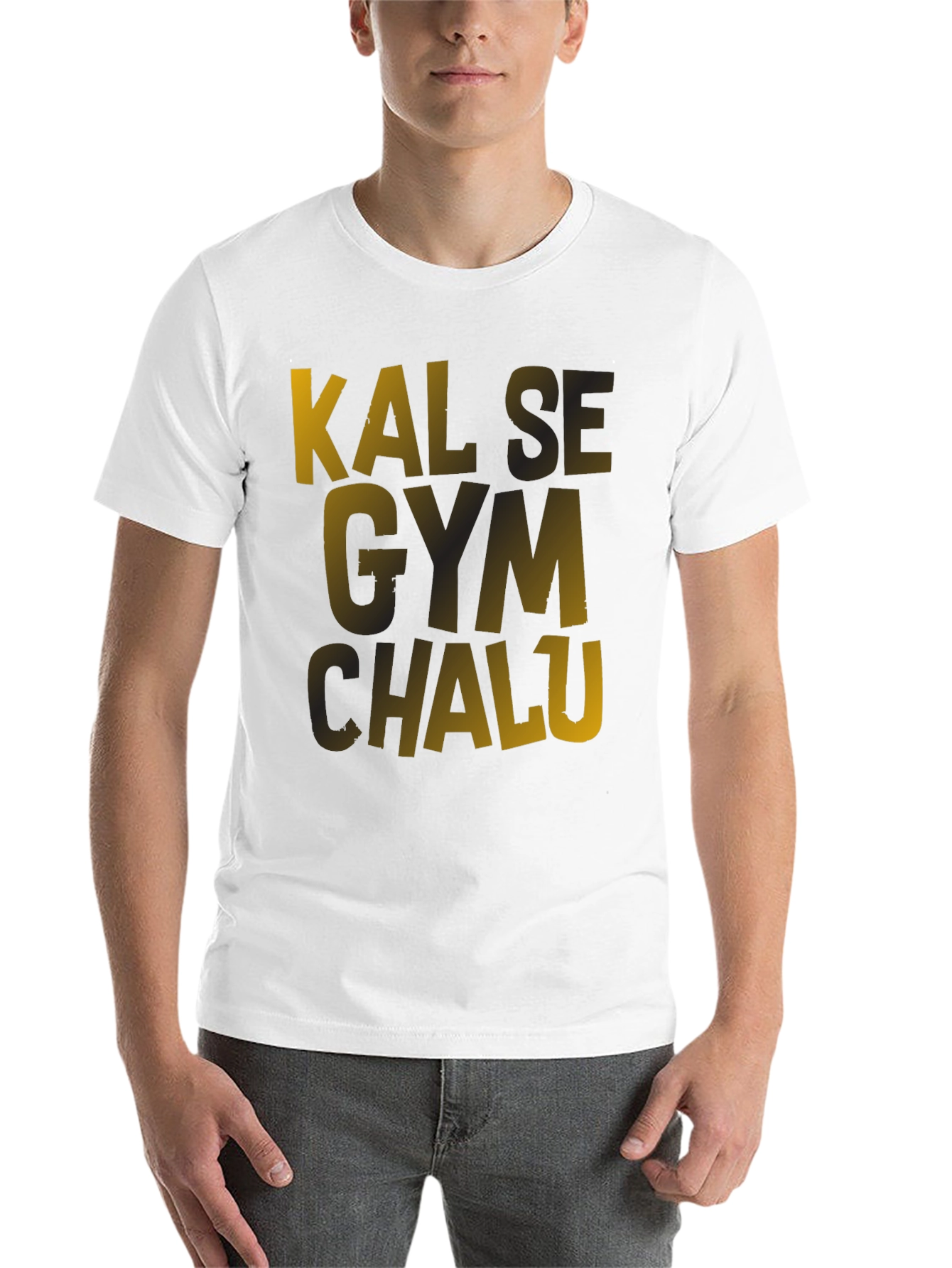 Black Kal Se Gym Chalu Men's Black T-Shirt view 14