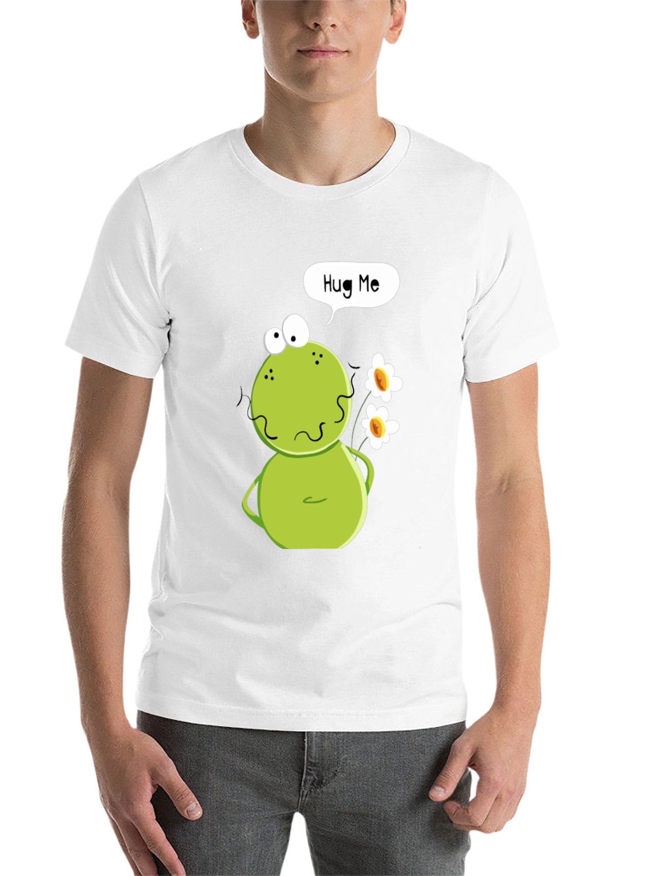 Black Funny Frog Hug Me Graphic T-Shirt view 14