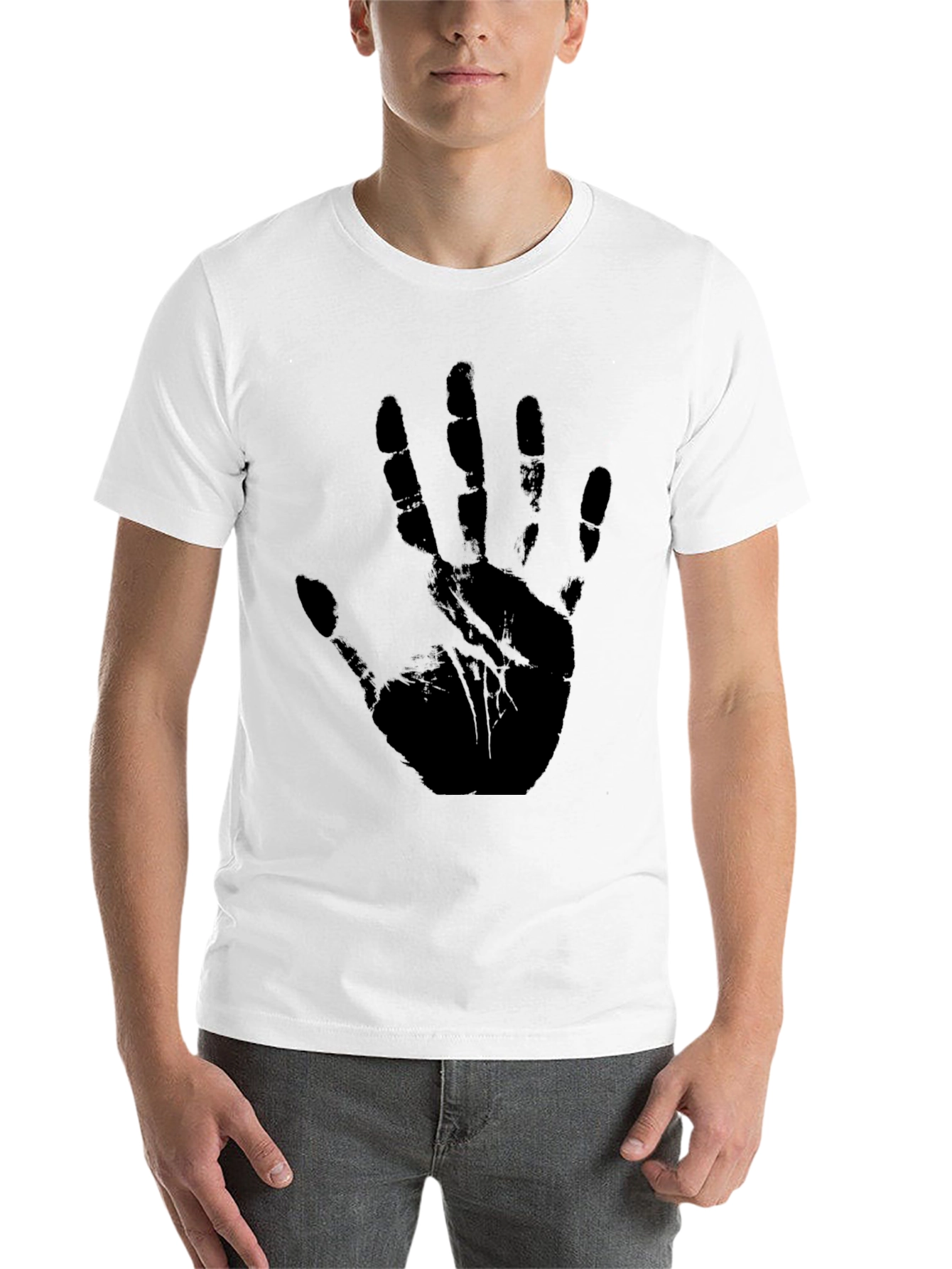 Black Handprint Graphic T-Shirt - Unisex Black Tee view 14