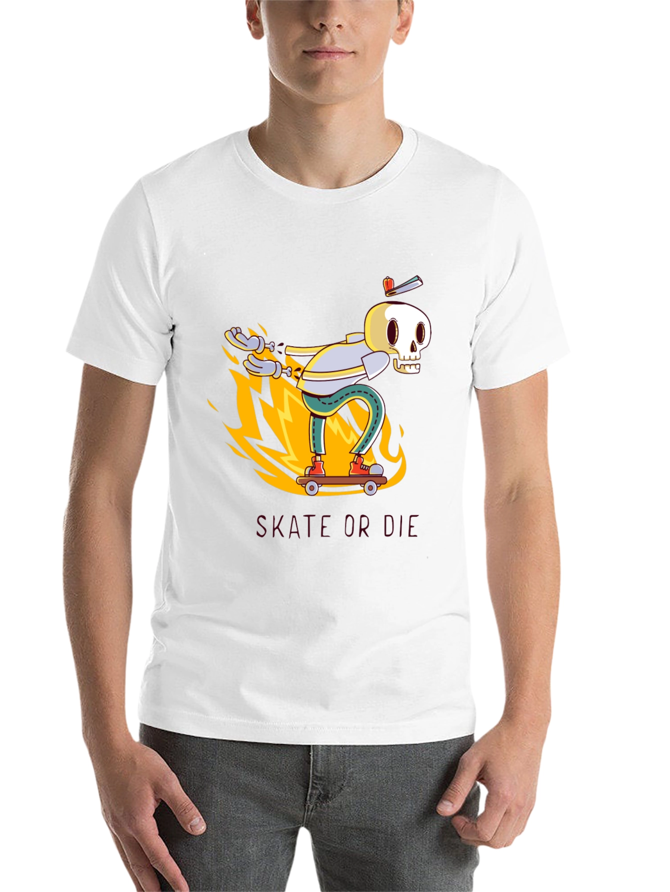 Black Skate or Die Black Graphic Tee - Skeleton Skateboarder view 14