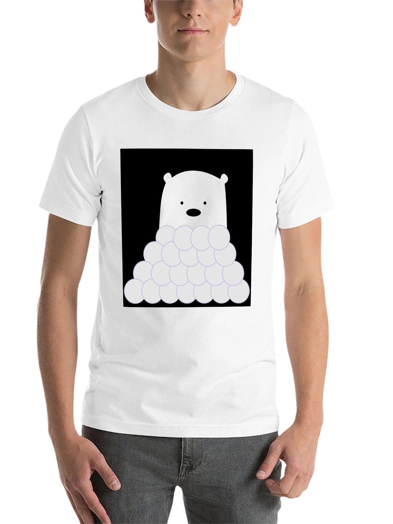 Black Bear with Snowballs T-Shirt - Soft Cotton Tee view 14