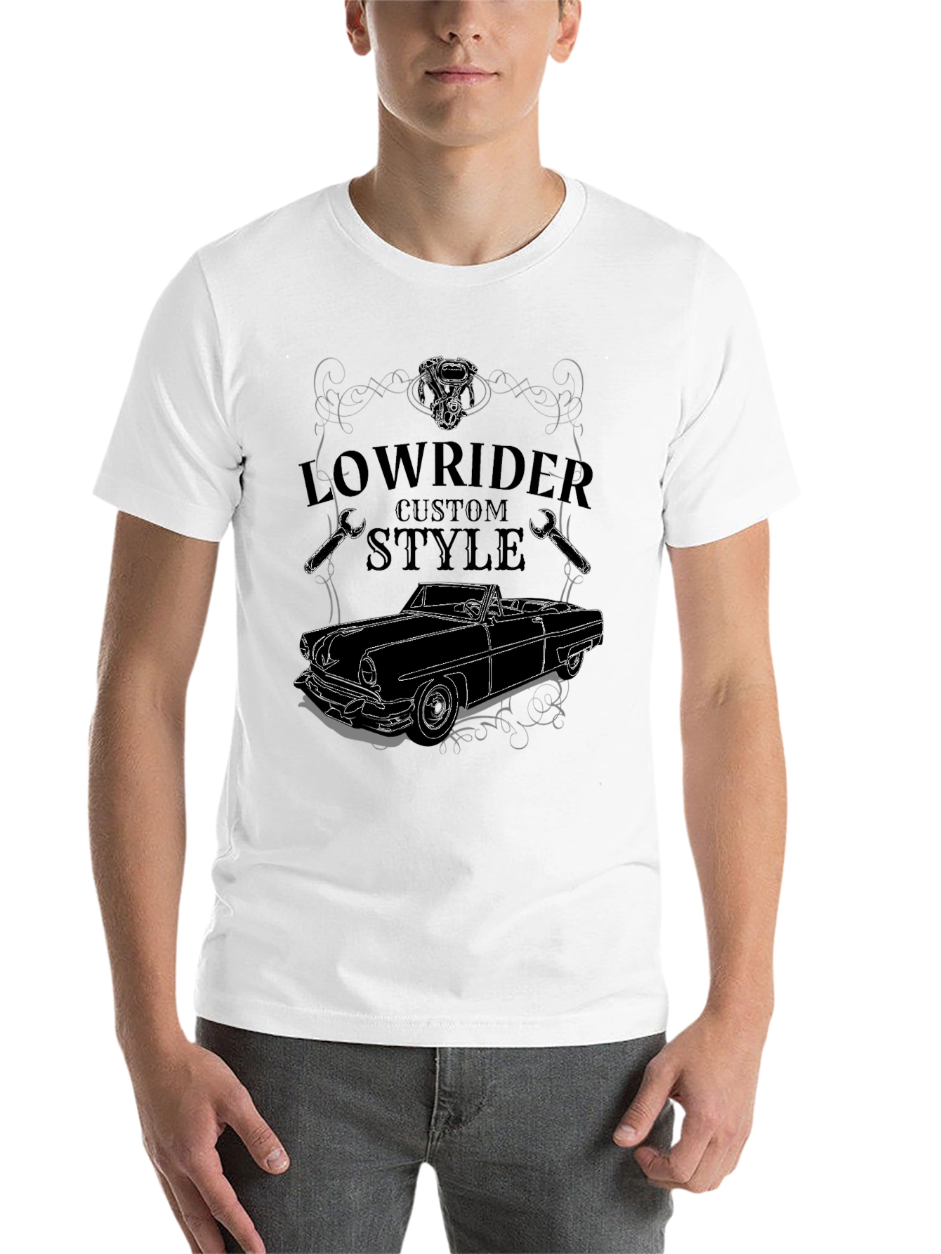 Black Lowrider Custom Style T-Shirt - Car Design view 14