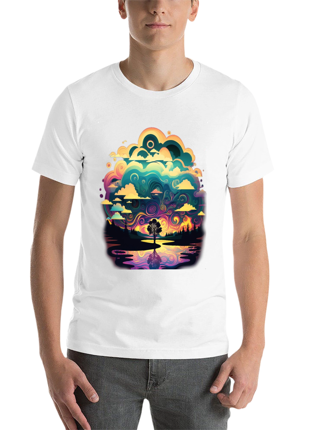 Black Vivid Psychedelic Nature T-Shirt view 14