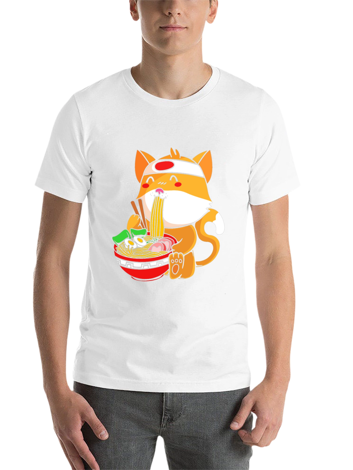 Black Ramen Cat Graphic Tee - Casual Black T-Shirt view 14