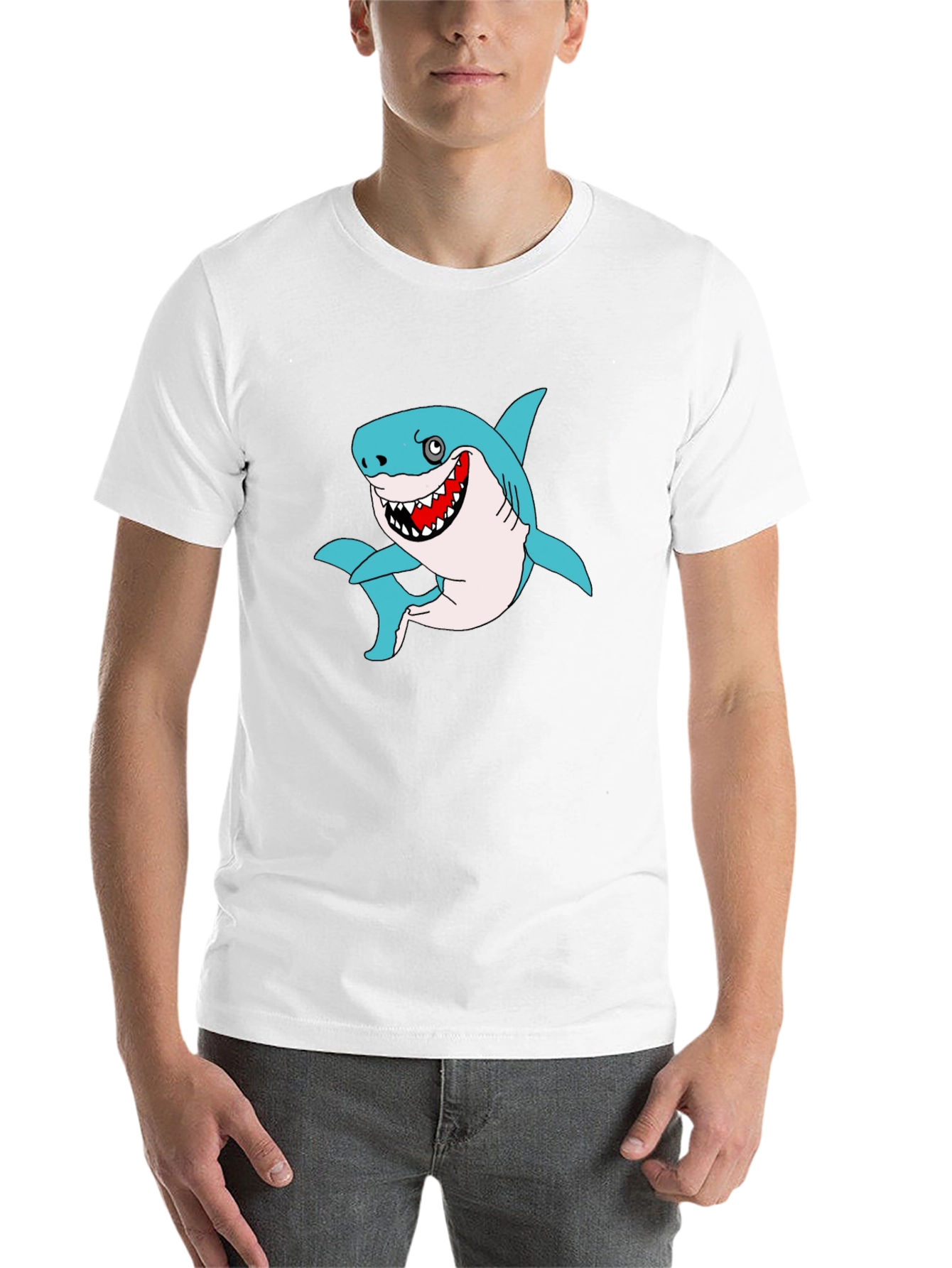 Black Funny Shark Graphic Black T-Shirt view 14