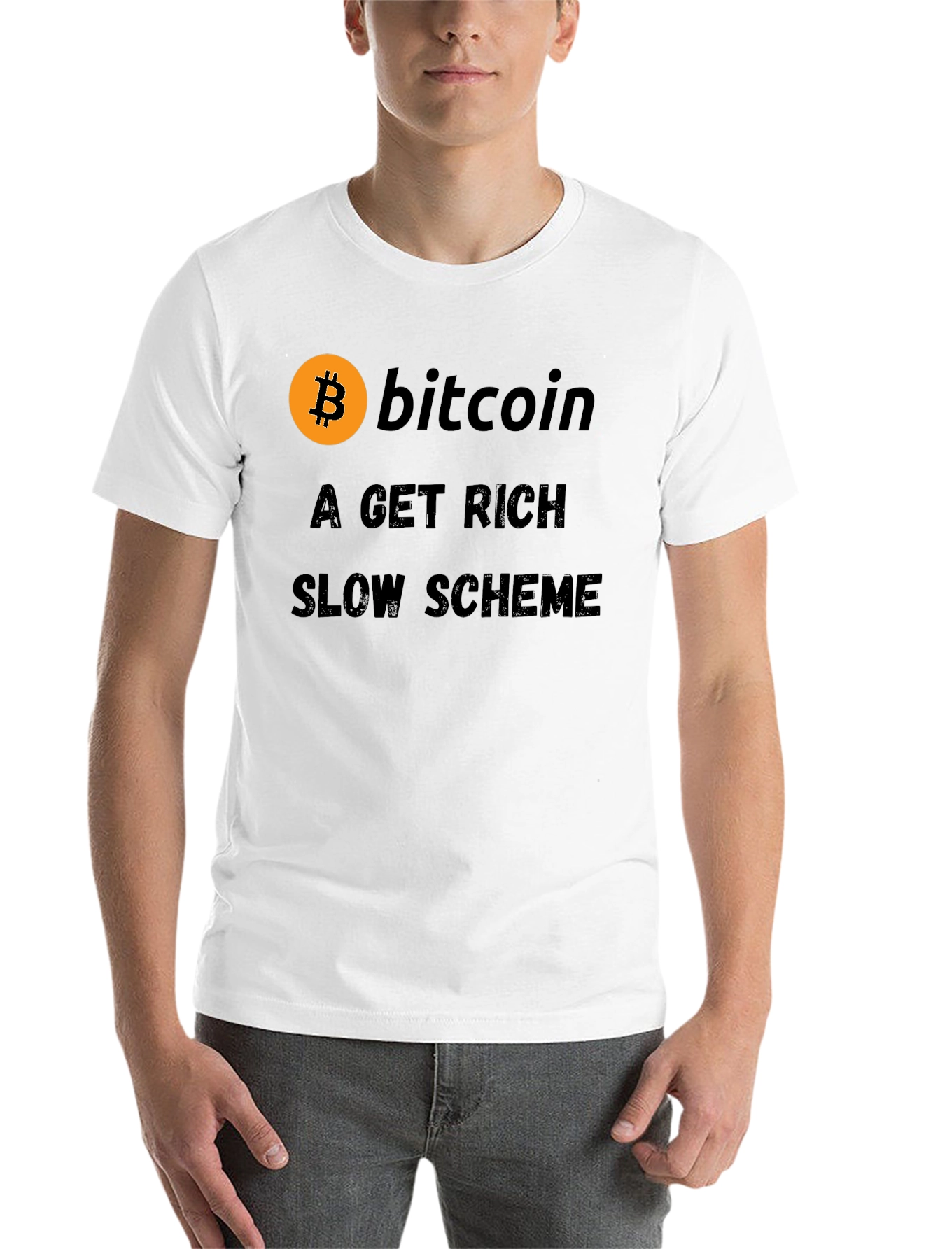 Black Bitcoin Get Rich Slow Scheme Black T-Shirt view 14