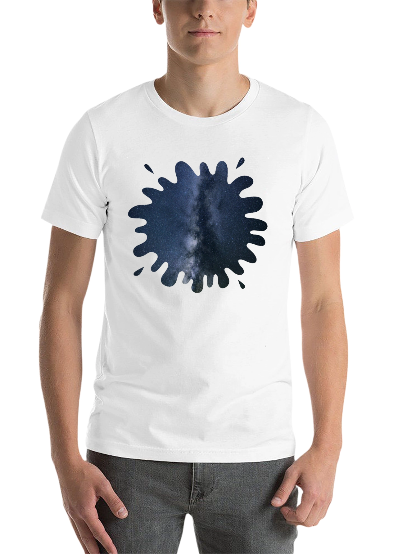 Black Galaxy Splash T-Shirt - Unique Space Design view 14