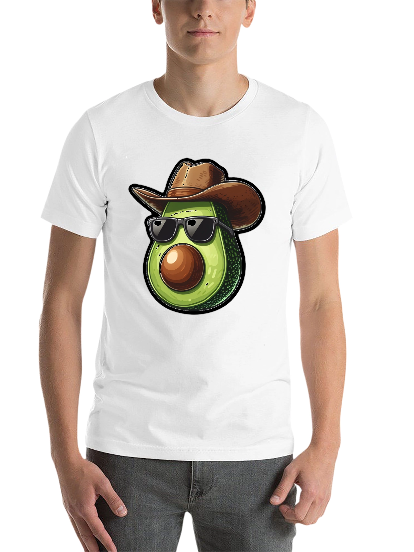 Black Cool Avocado Cowboy Black T-Shirt view 14