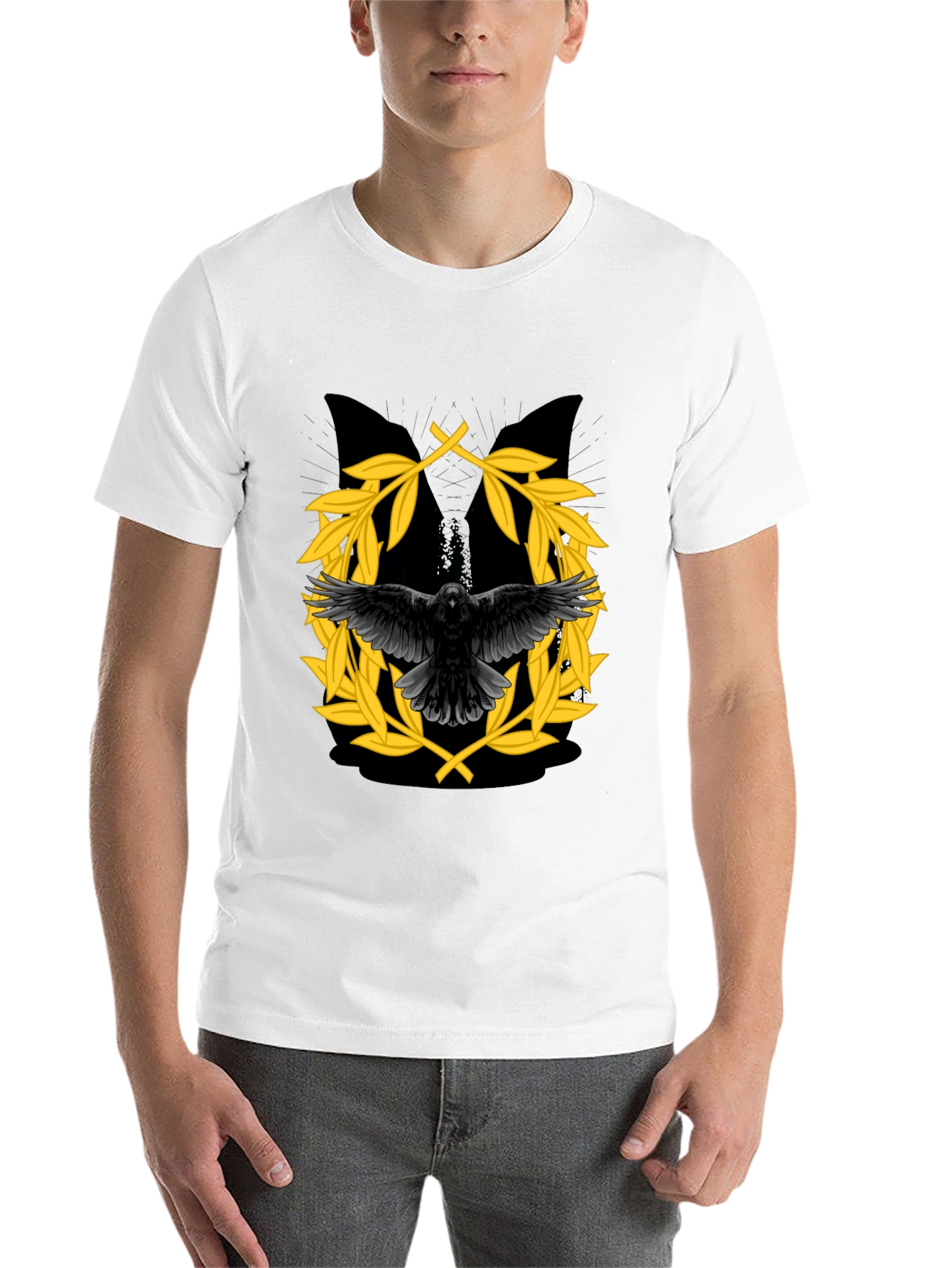 Black Raven & Laurel Wreath Graphic T-Shirt view 14