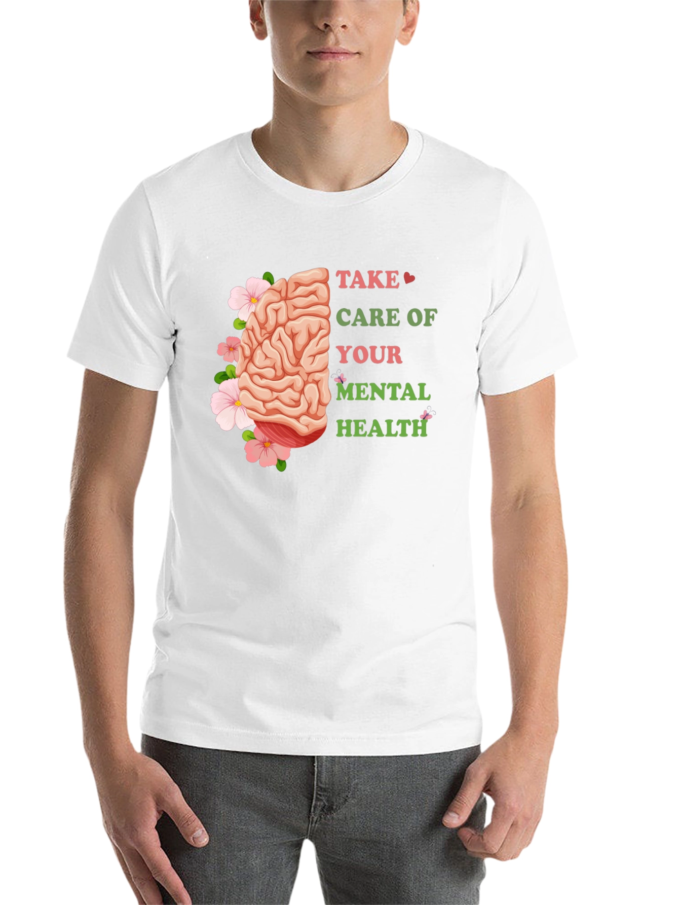 Black Mental Health Awareness T-Shirt: Floral Brain Design view 14