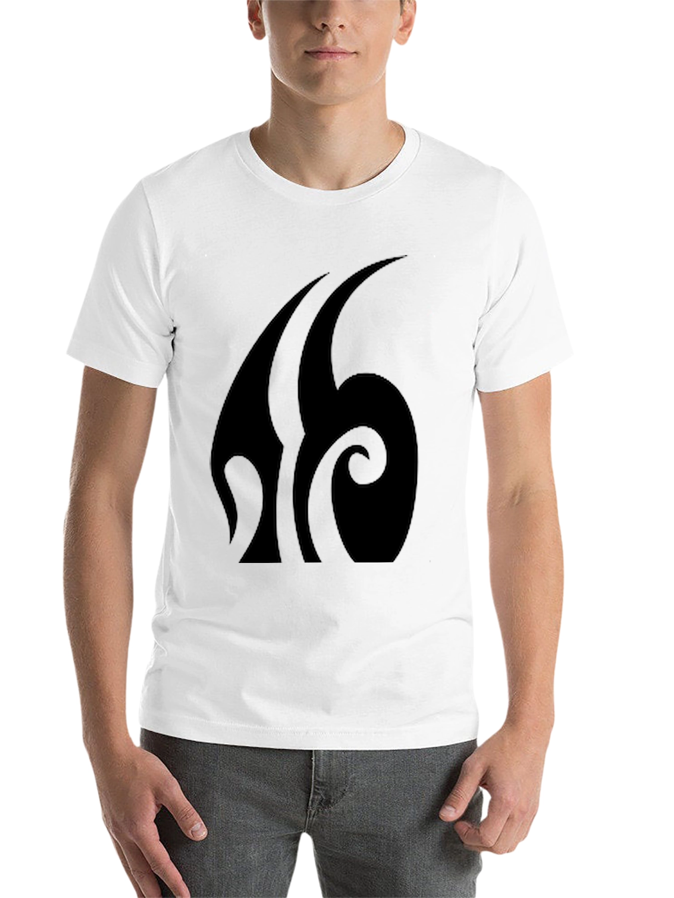 Black Black Graphic Tee - Abstract Swirl Design view 14