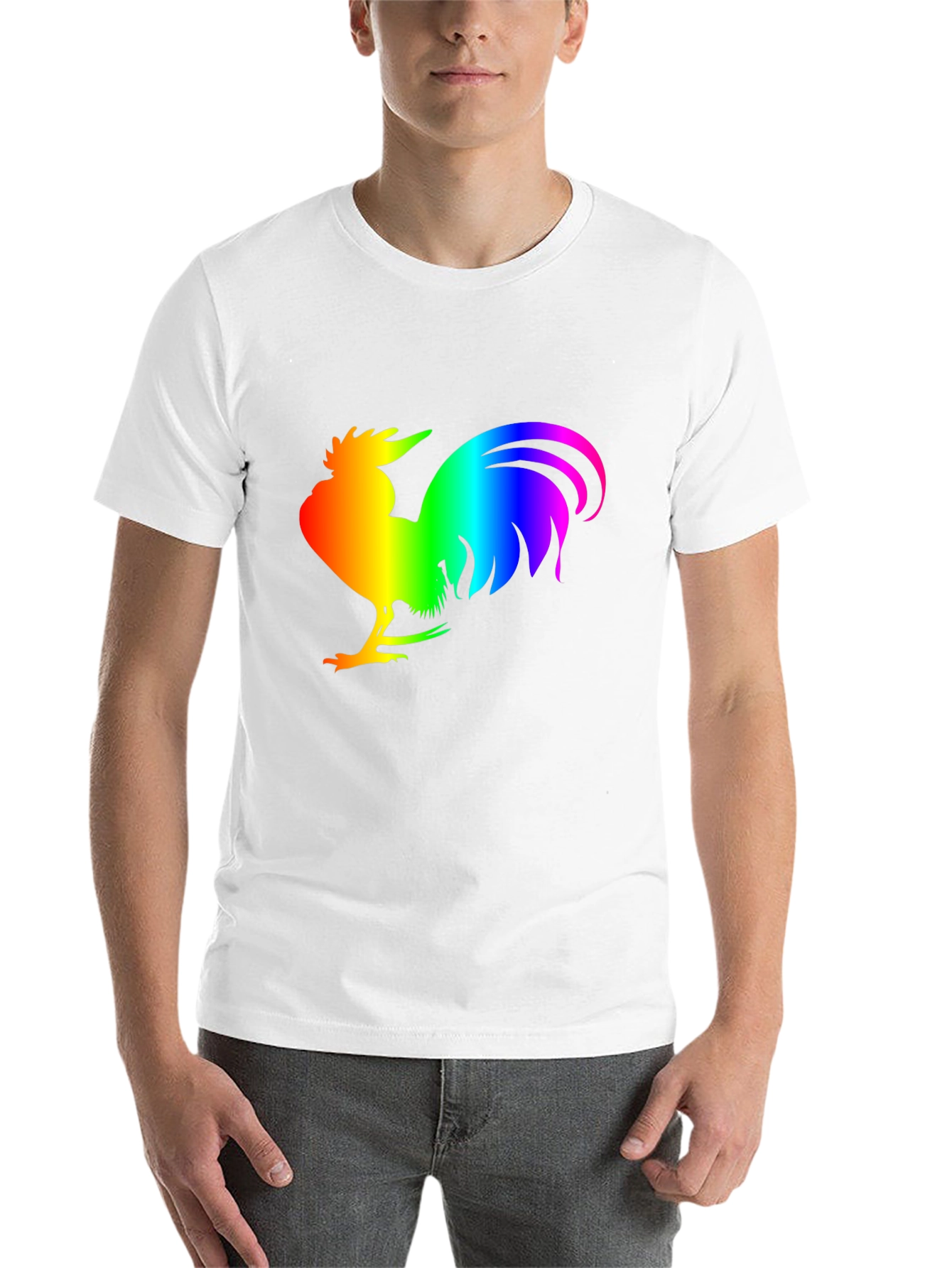 Black Rainbow Rooster Graphic Tee - Black Cotton Comfort view 14