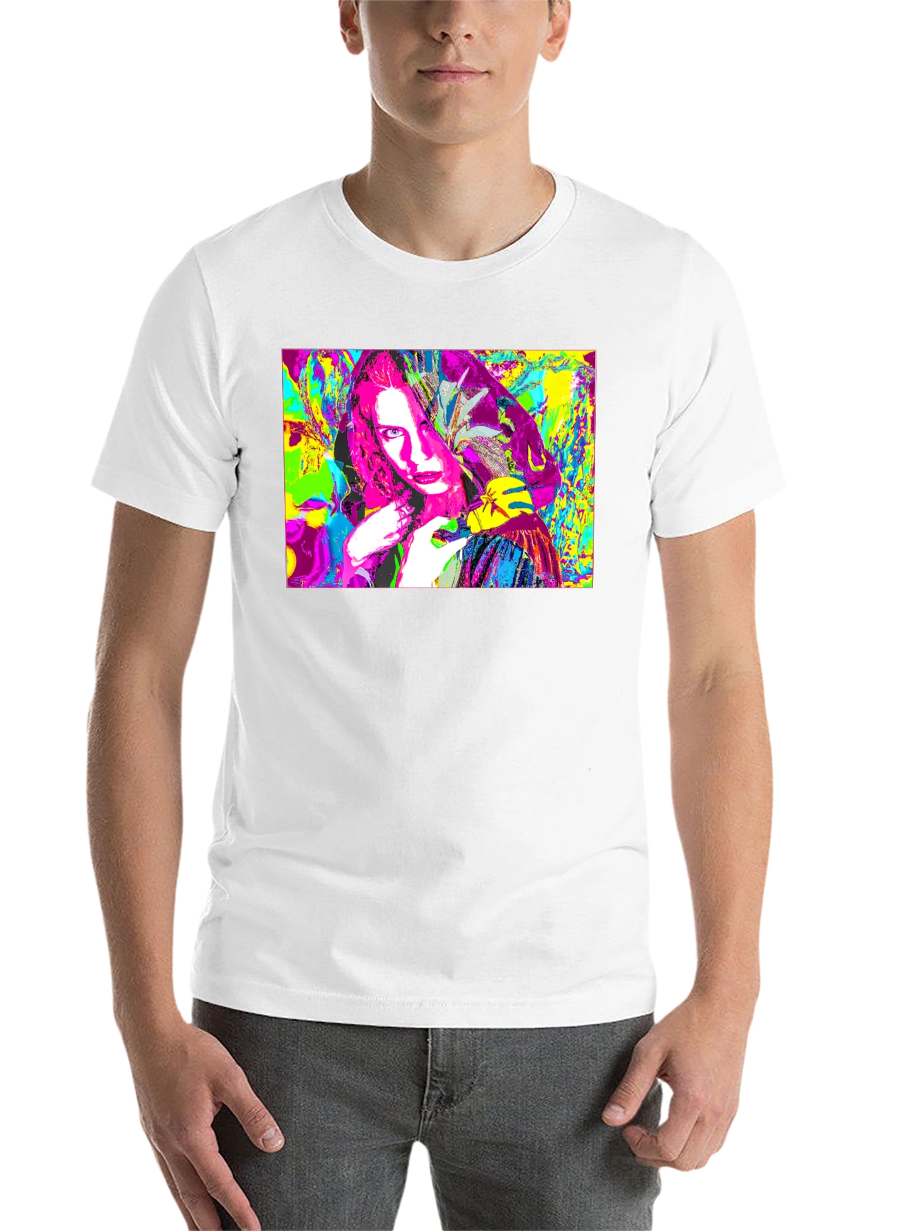 Black Abstract Pop Art Graphic Tee - Black Unisex T-Shirt view 14