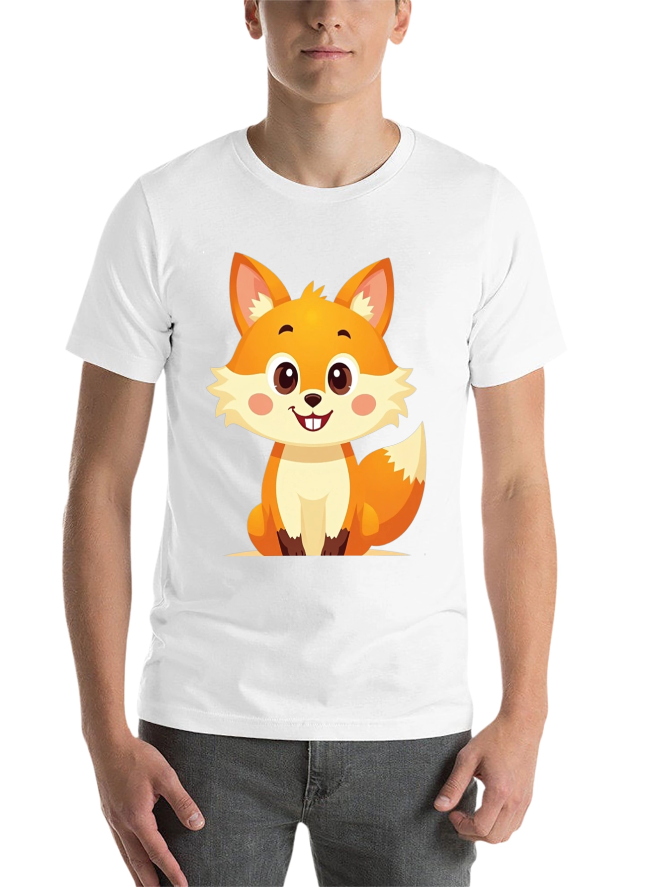 Black Cute Cartoon Fox Graphic Tee view 14