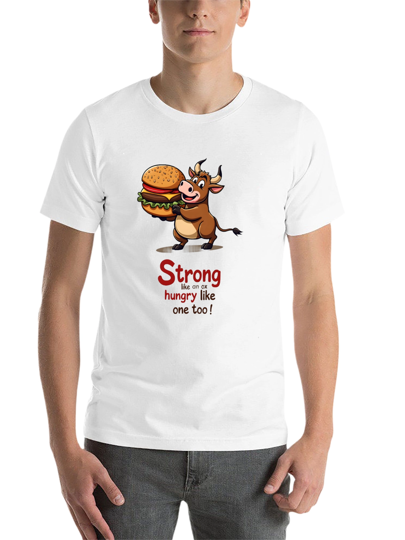 Black Strong Hungry Bull Burger T-Shirt view 14