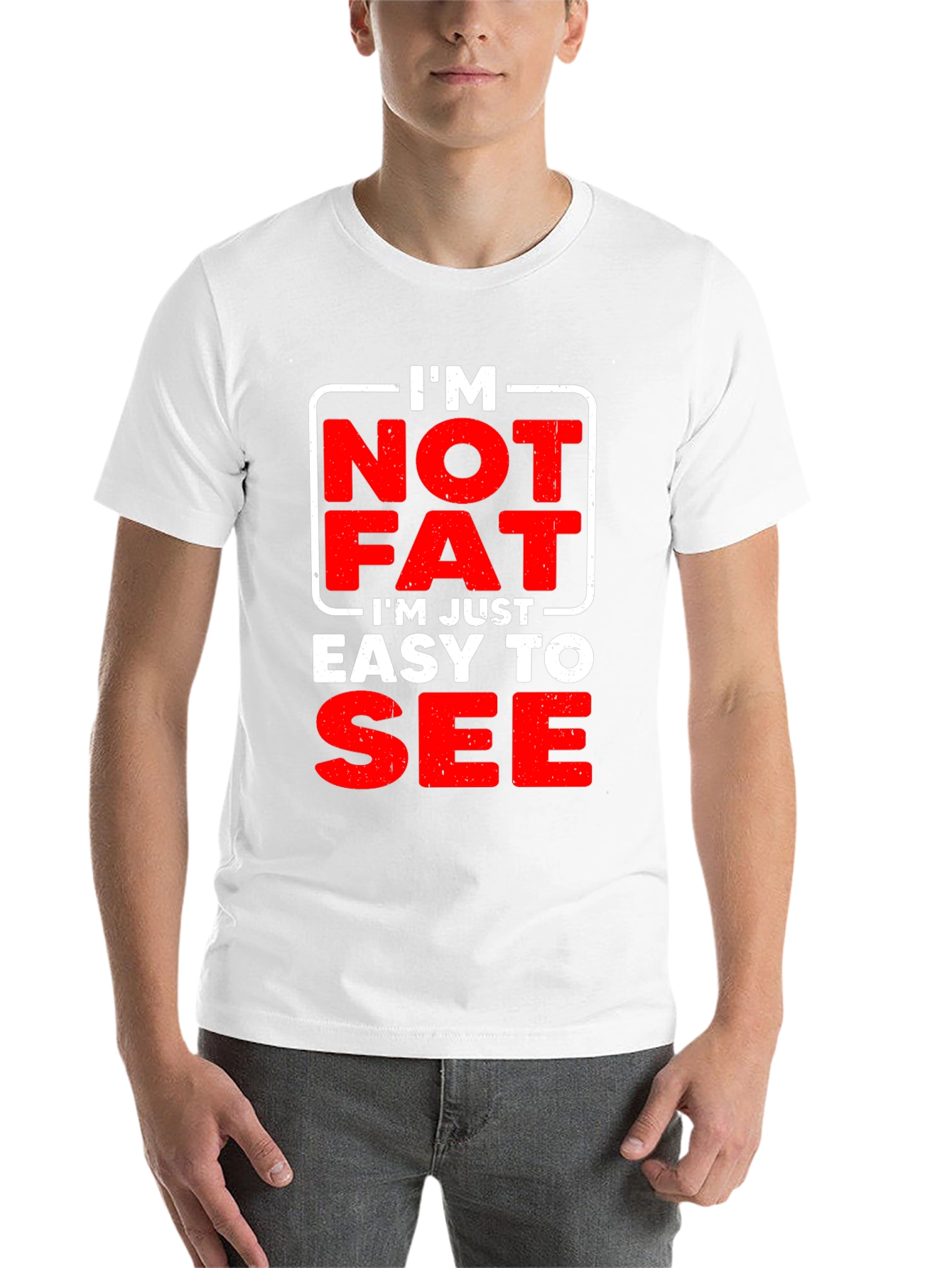 Black Funny Men's "I'm Not Fat" Graphic T-Shirt view 14