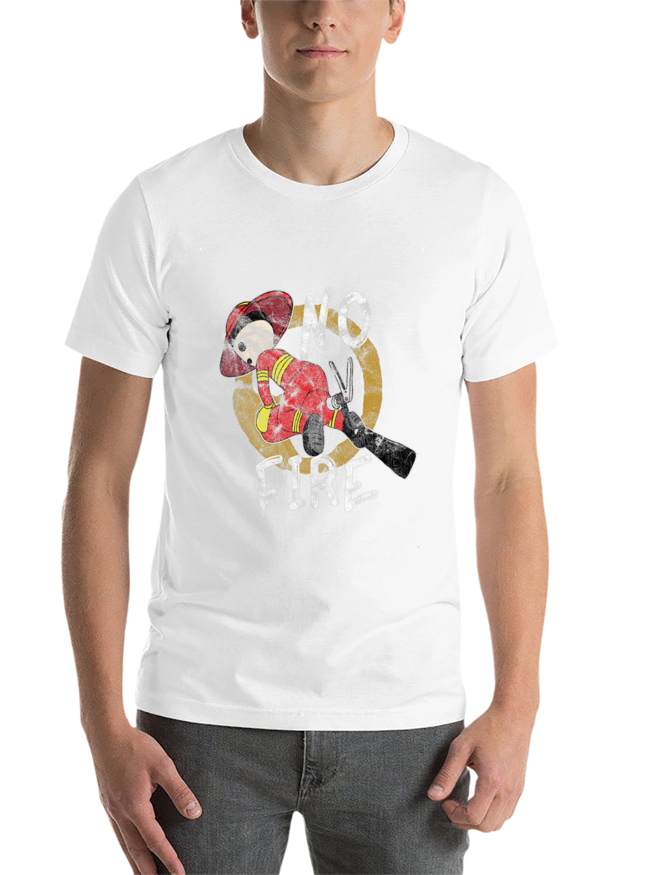 Black No Fire Graphic Tee - Firefighter Humor T-Shirt view 14