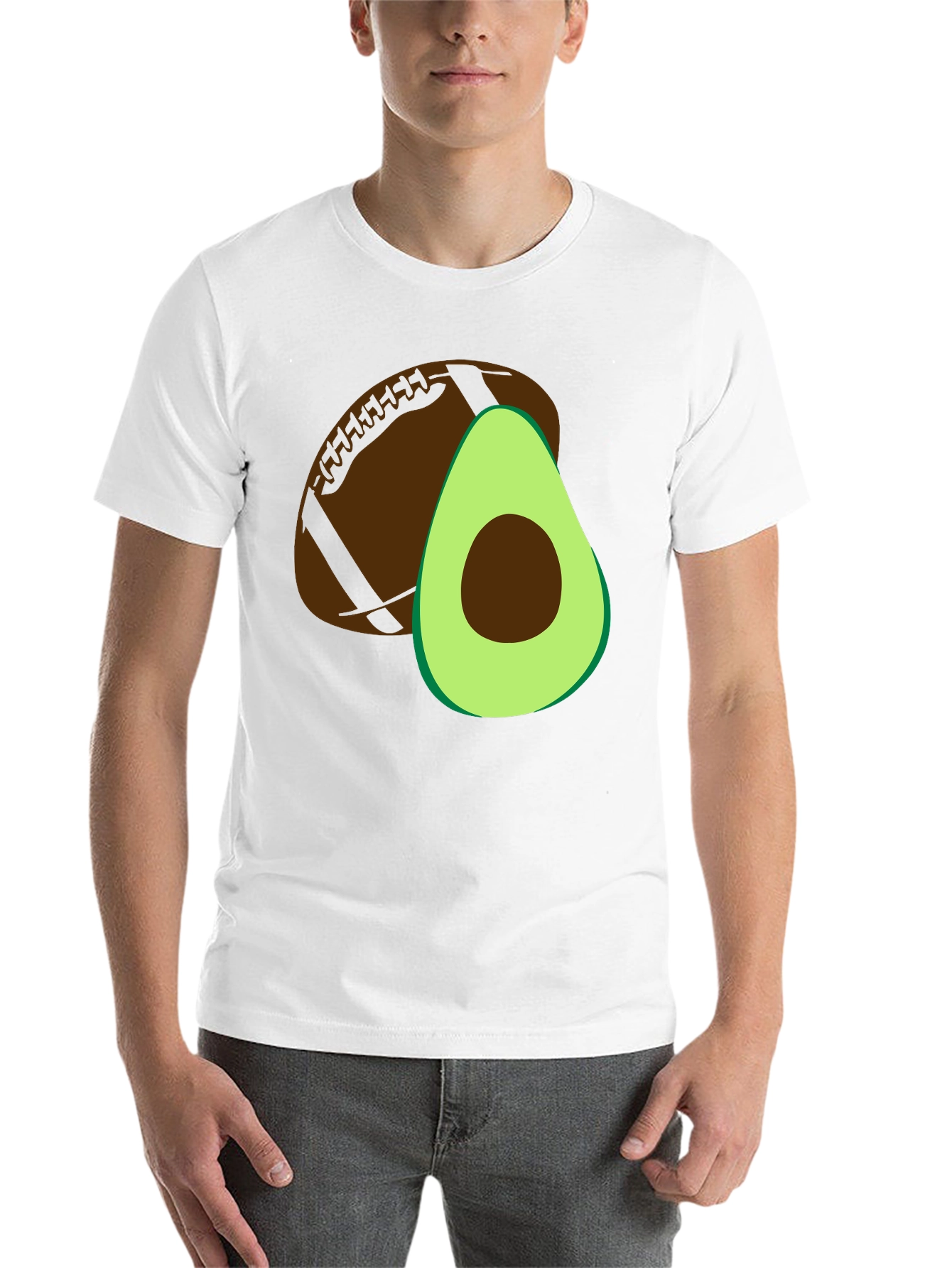 Black Avocado Football Graphic Tee - Casual Mens T-Shirt view 14