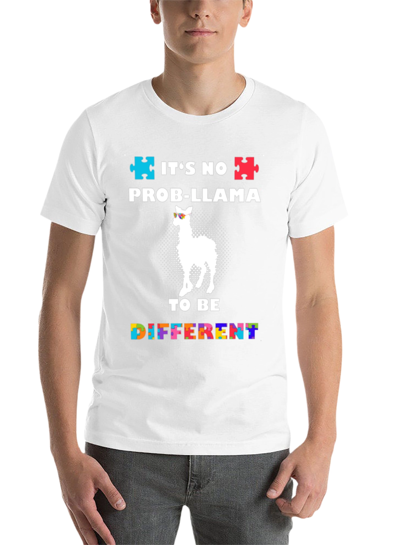 Black Autism Awareness Prob-Llama T-Shirt view 14