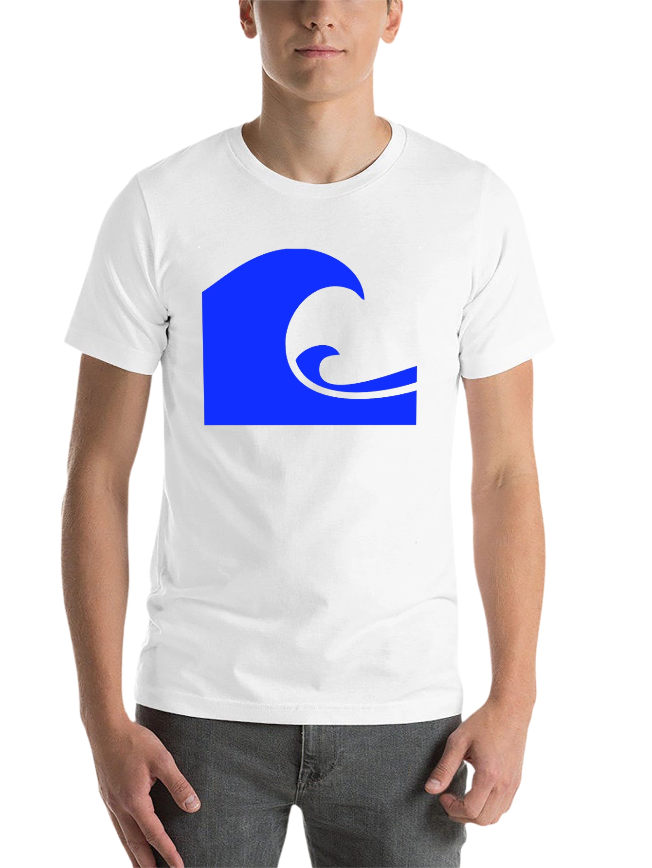 Black Blue Wave Graphic Black T-Shirt view 14