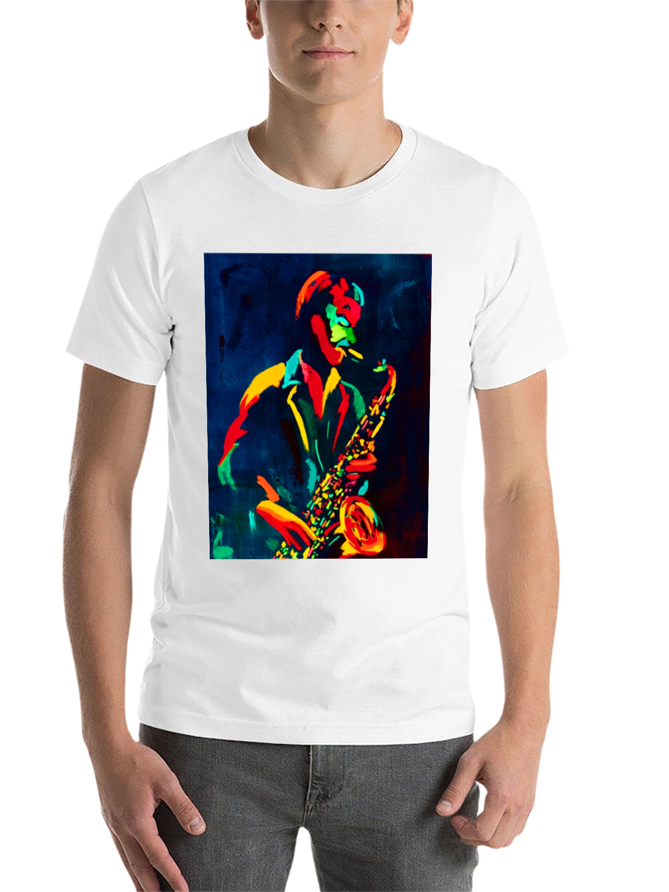 Black Jazz Saxophone Graphic Tee - Cool Music T-Shirt view 14