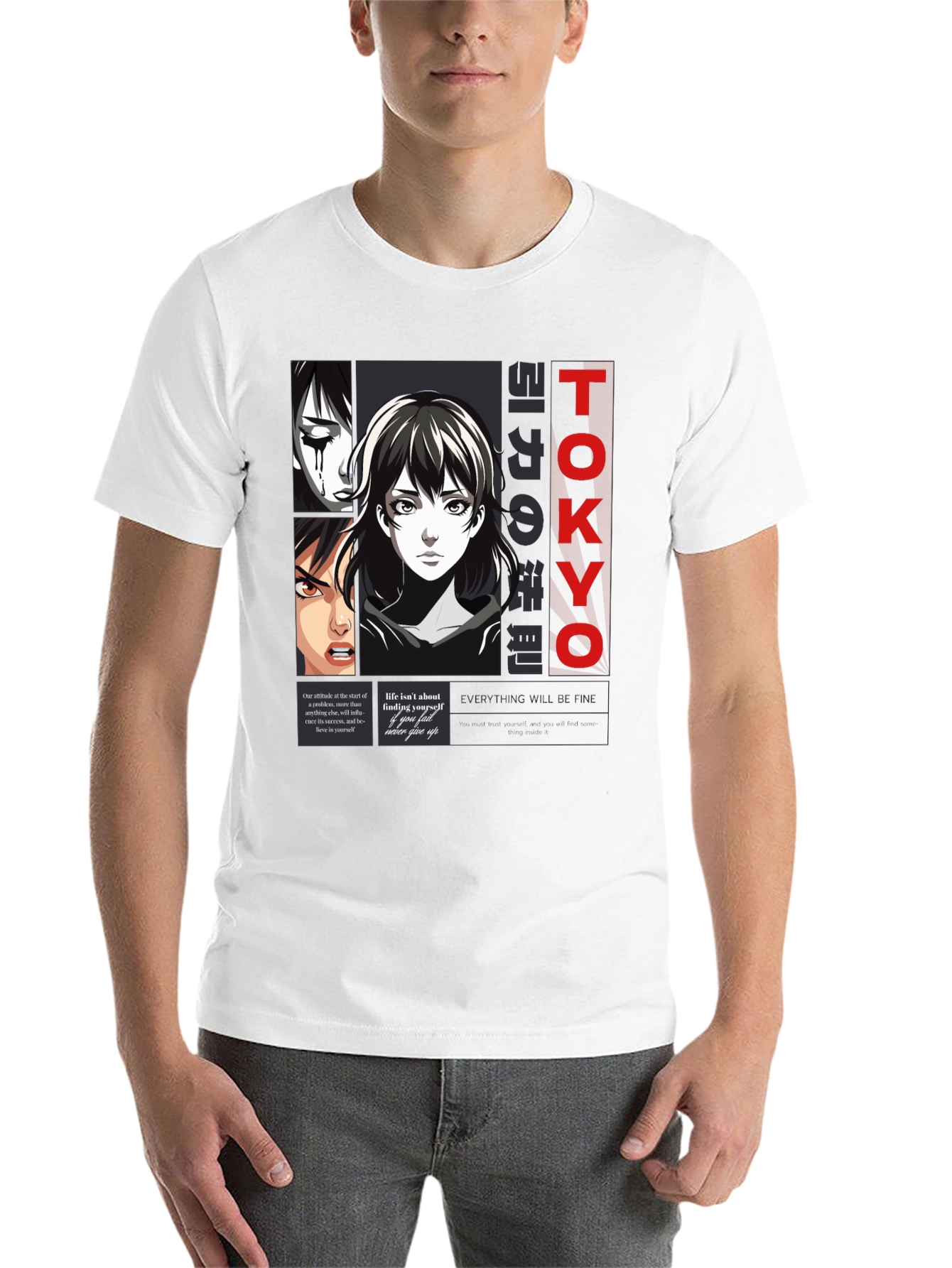 Black Anime Graphic Print T-Shirt - Tokyo Style view 14
