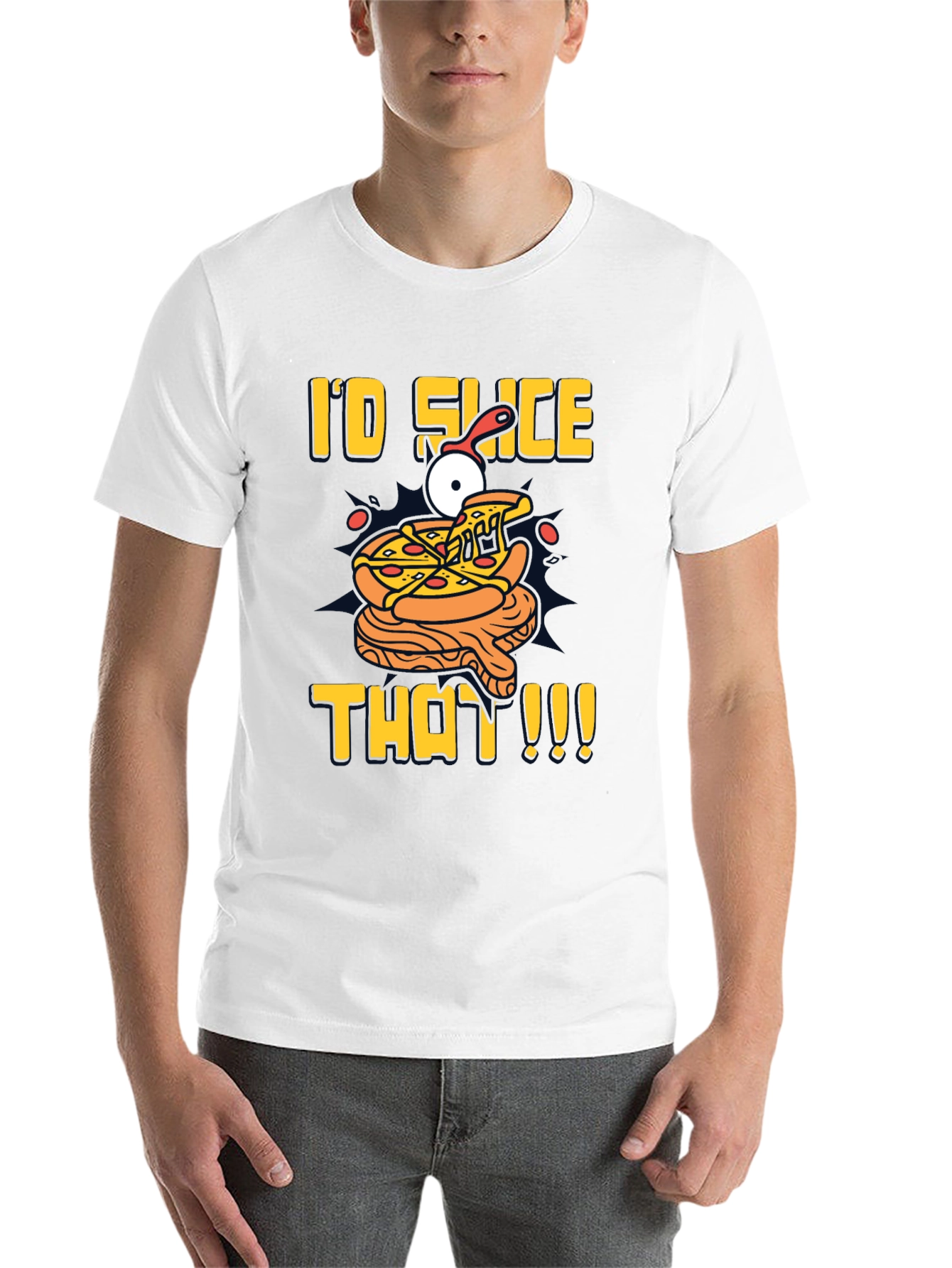 Black I'd Slice That Pizza T-Shirt | Fun Graphic Tee view 14