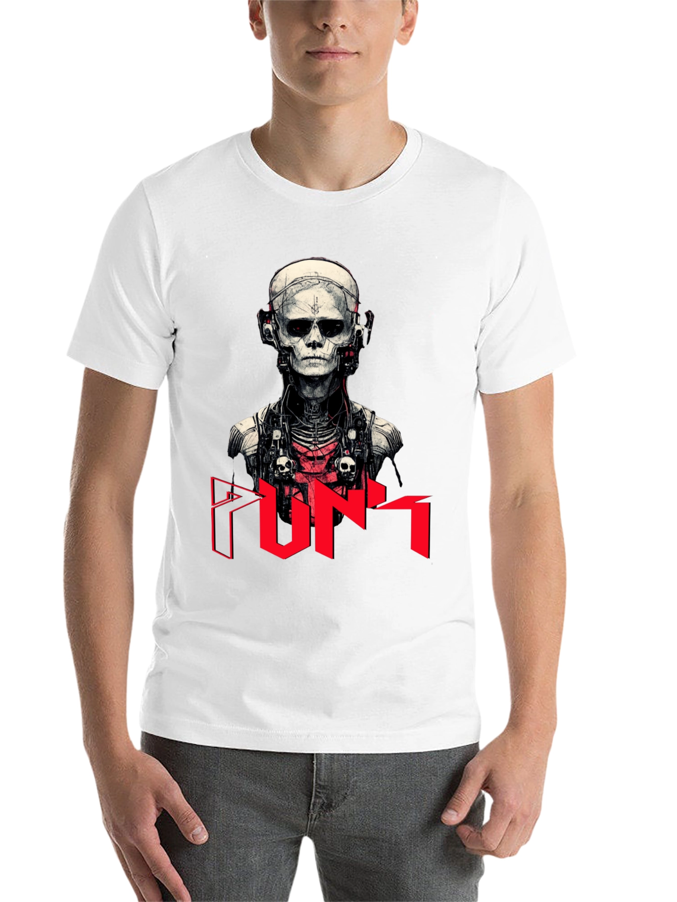 Black Cyberpunk Skeleton Graphic Tee view 14
