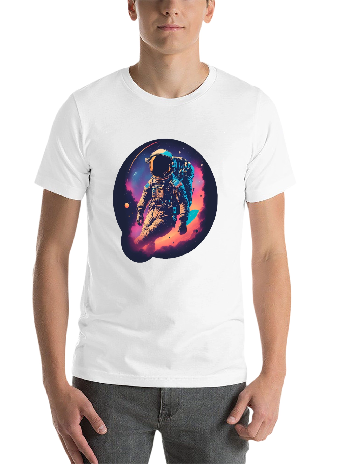 Black Astronaut Galaxy Black T-Shirt view 14