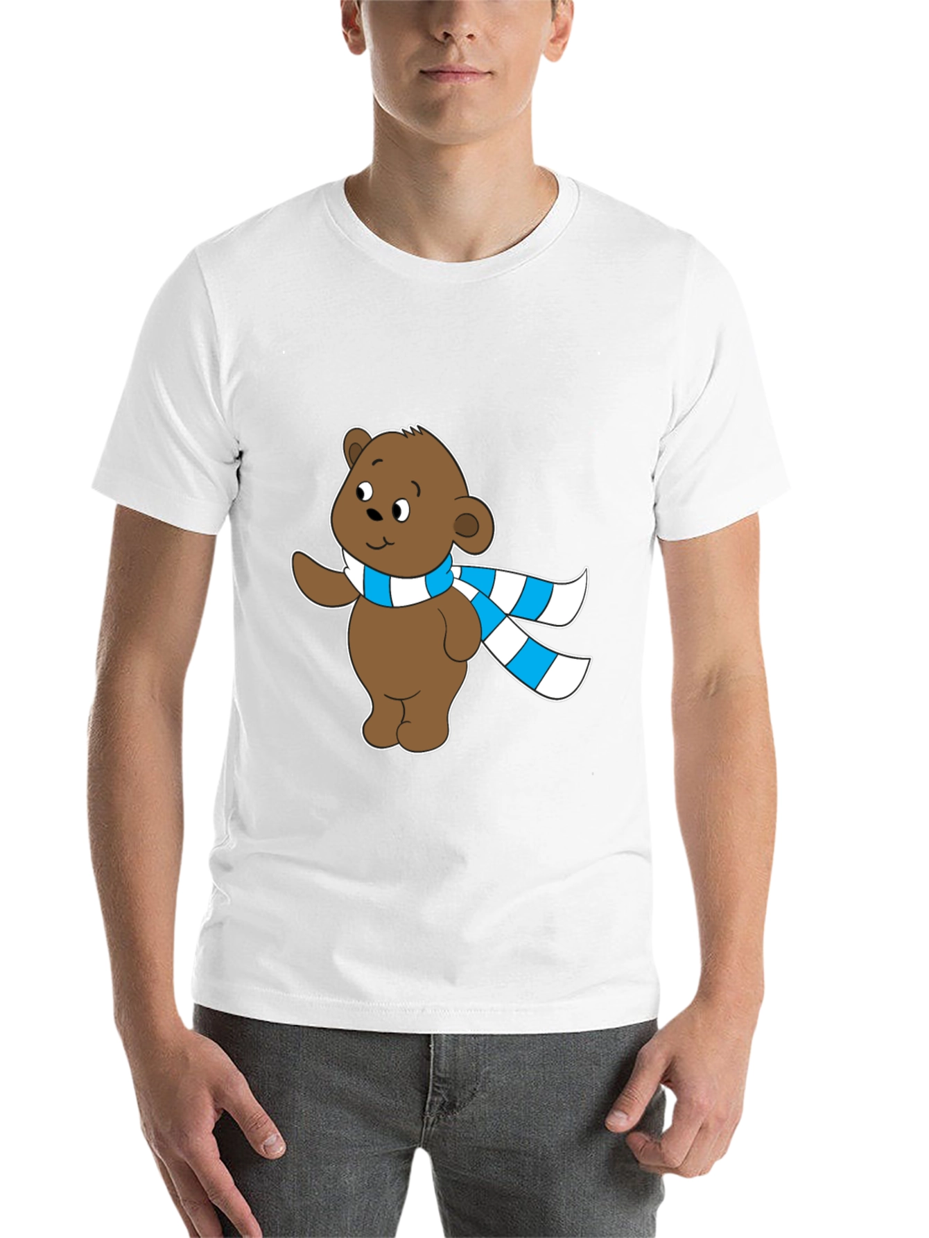 Black Cute Bear Scarf T-Shirt view 14