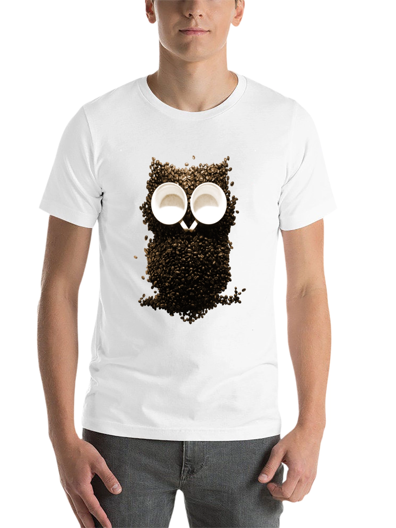 Black Coffee Bean Owl Graphic T-Shirt - Unique Design view 14