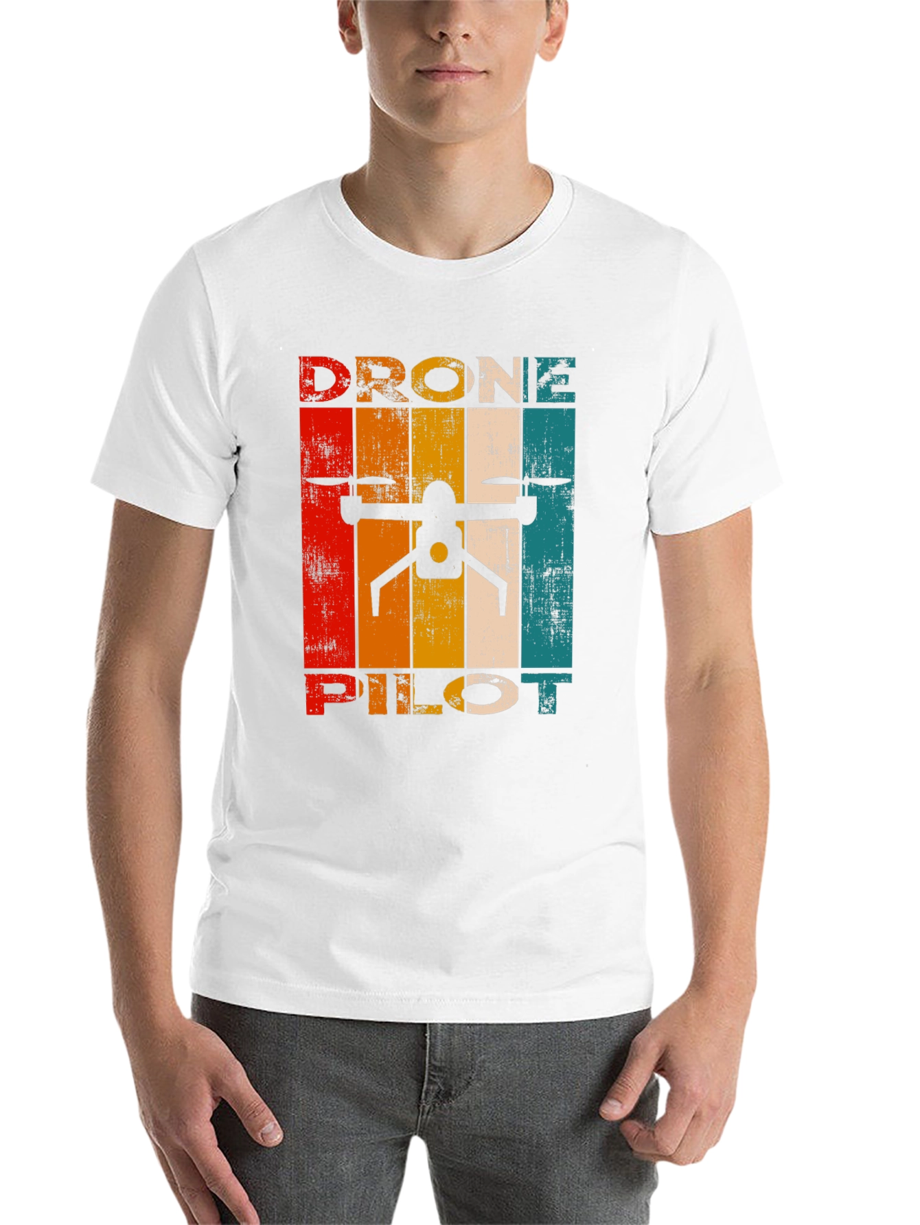 Black Drone Pilot Retro Graphic T-Shirt view 14