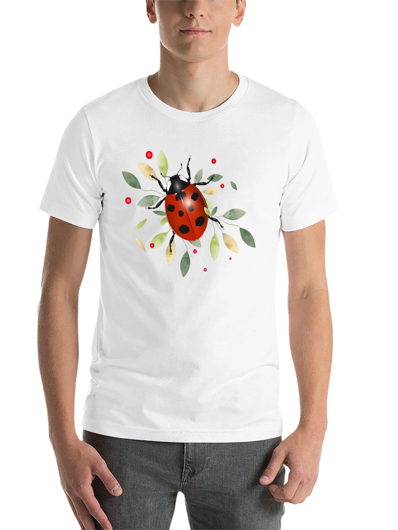 Black Ladybug Graphic Tee - Nature Inspired Casual Wear view 14