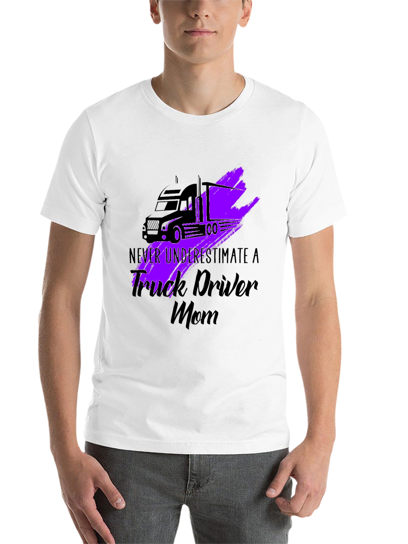 Black Trucker Mom T-Shirt - Never Underestimate view 14