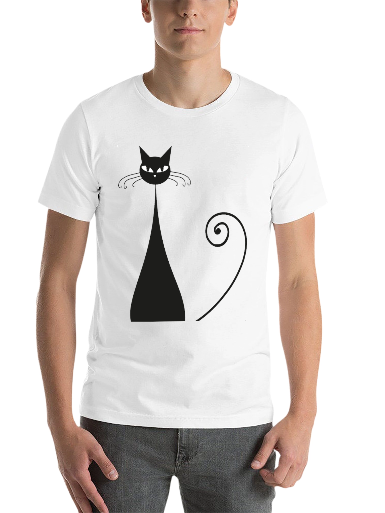 Black Cat Graphic Tee - Stylish Men's T-Shirt - 14
