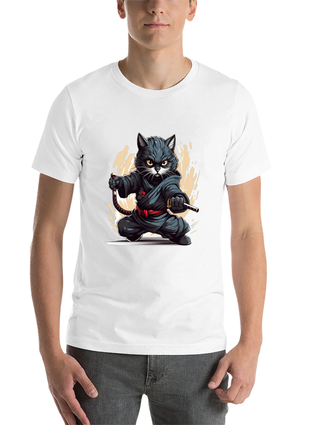 Black Ninja Cat Graphic Tee - Black T-Shirt view 14