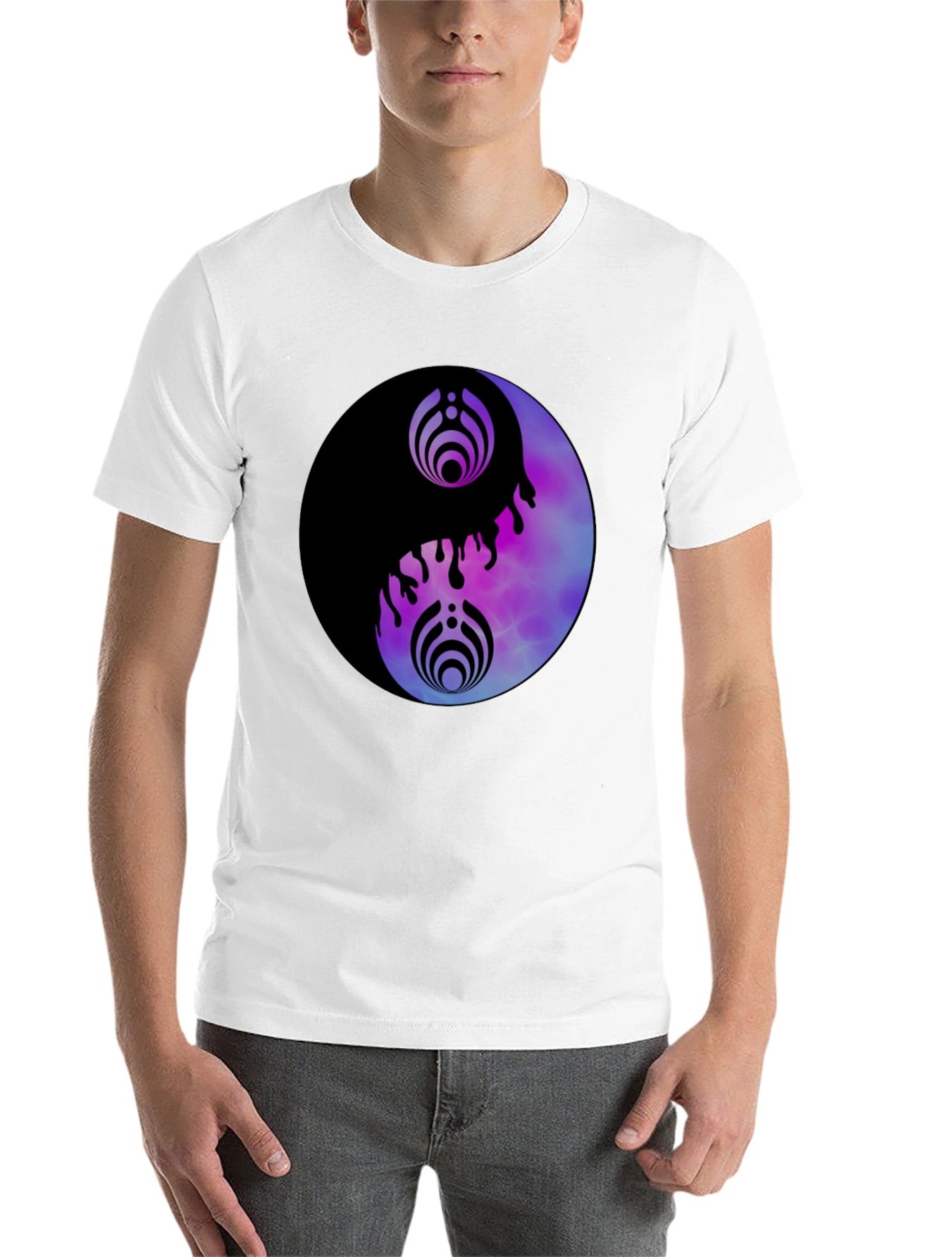 Black Yin Yang Graphic Tee - Black Cotton Blend view 14