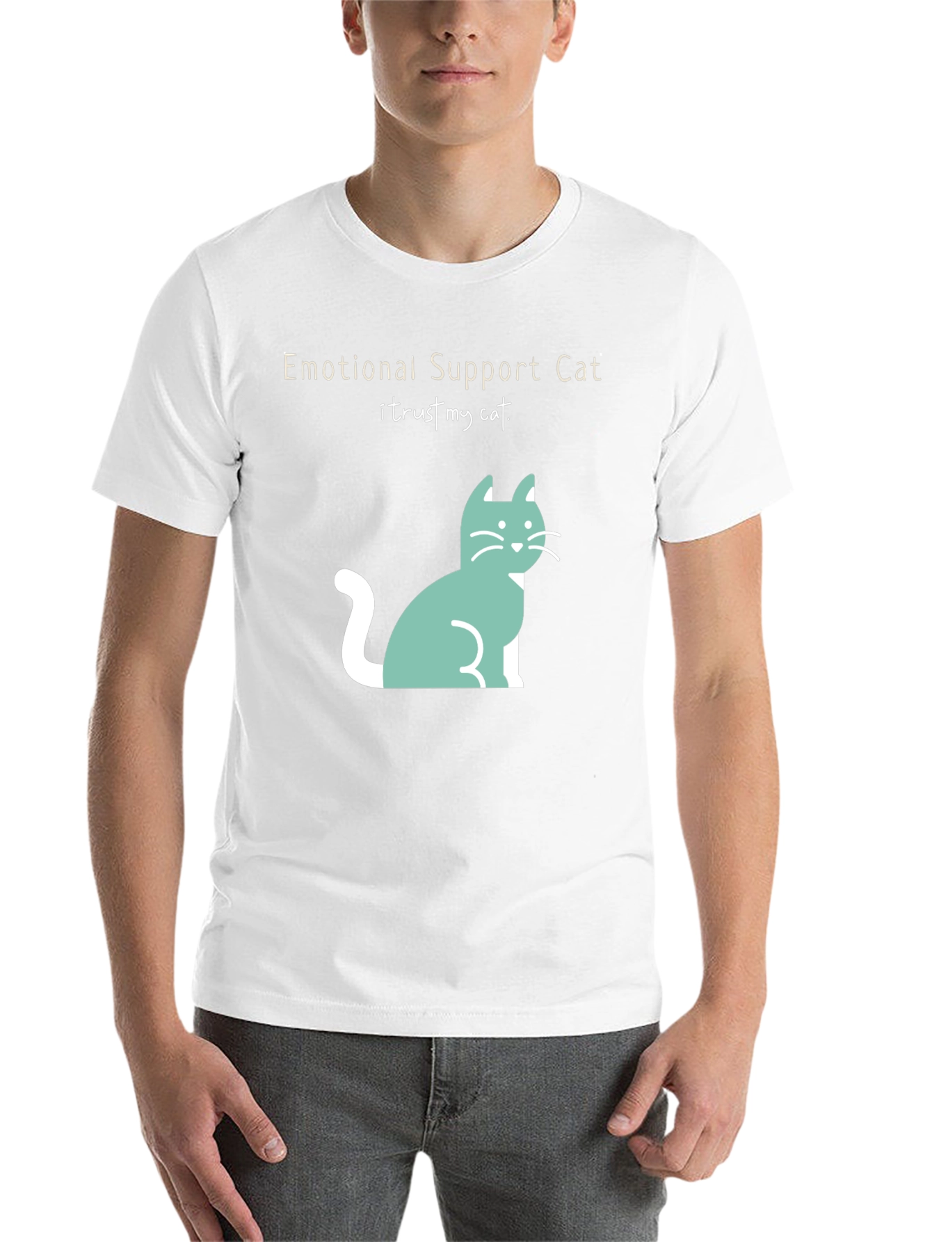 Black Emotional Support Cat T-Shirt - I Trust My Cat! view 14