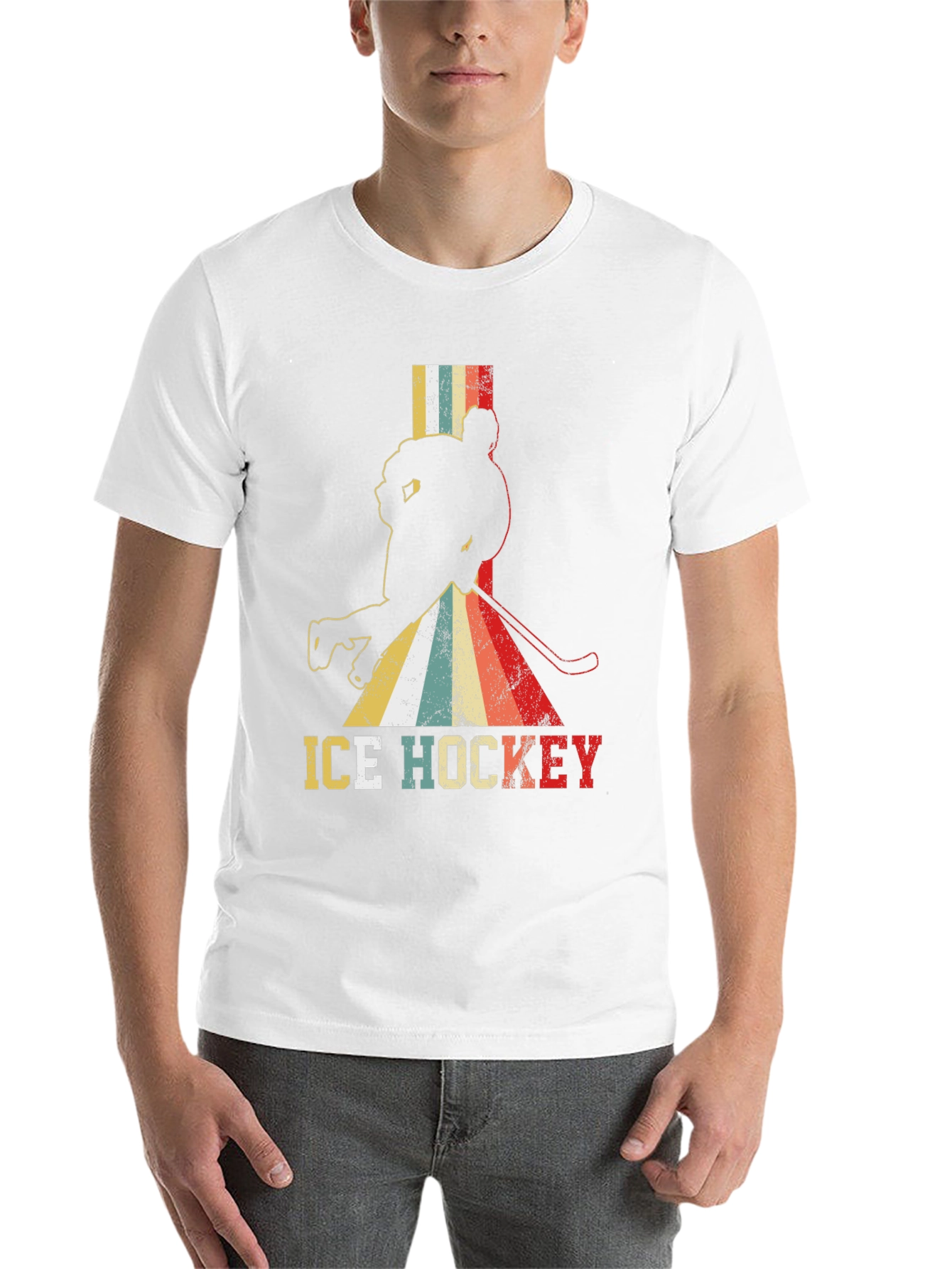 Black Retro Ice Hockey T-Shirt - Vintage Style Tee view 14