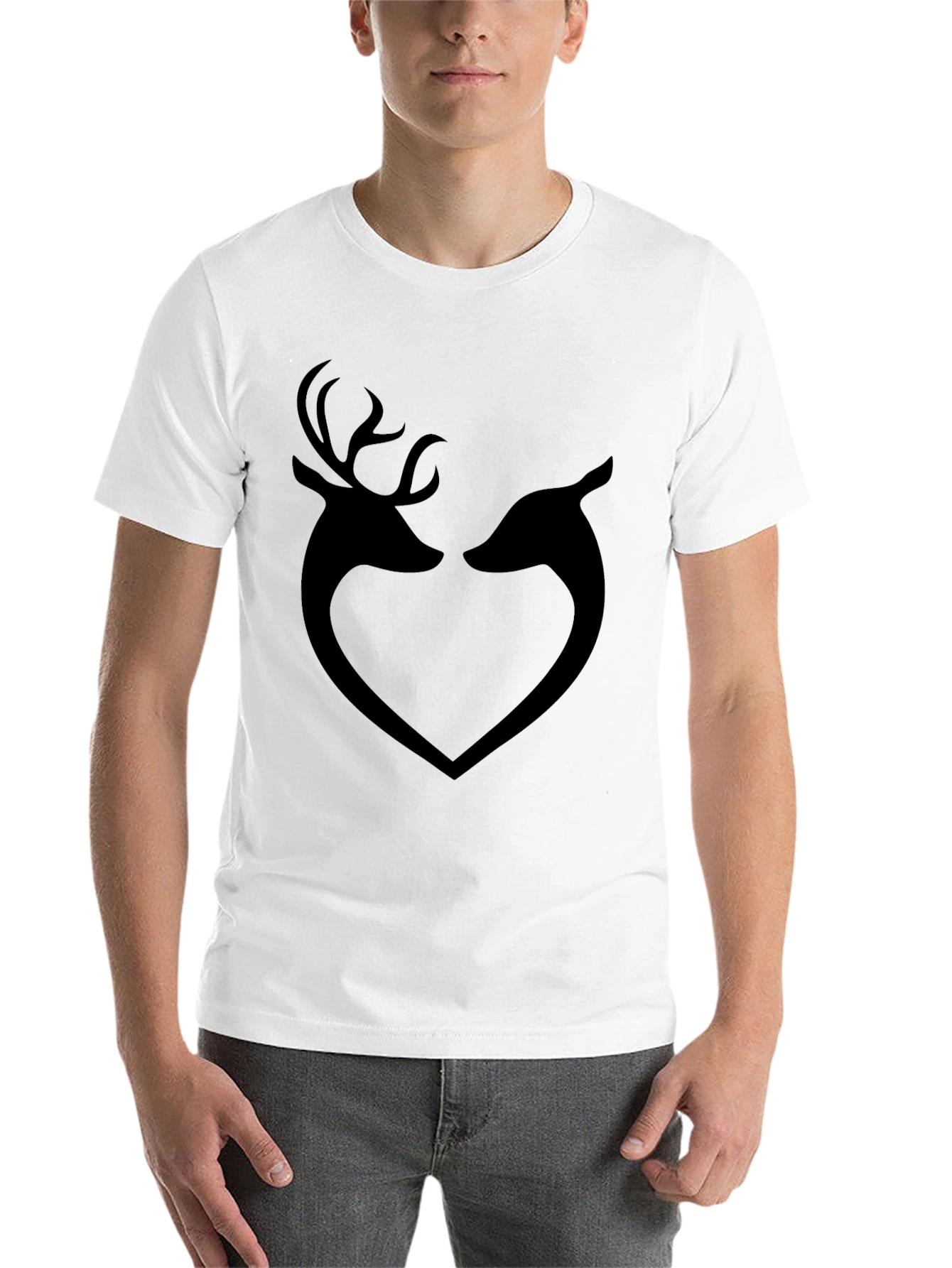 Deer Heart Graphic Tee - Men's Black T-Shirt - 14