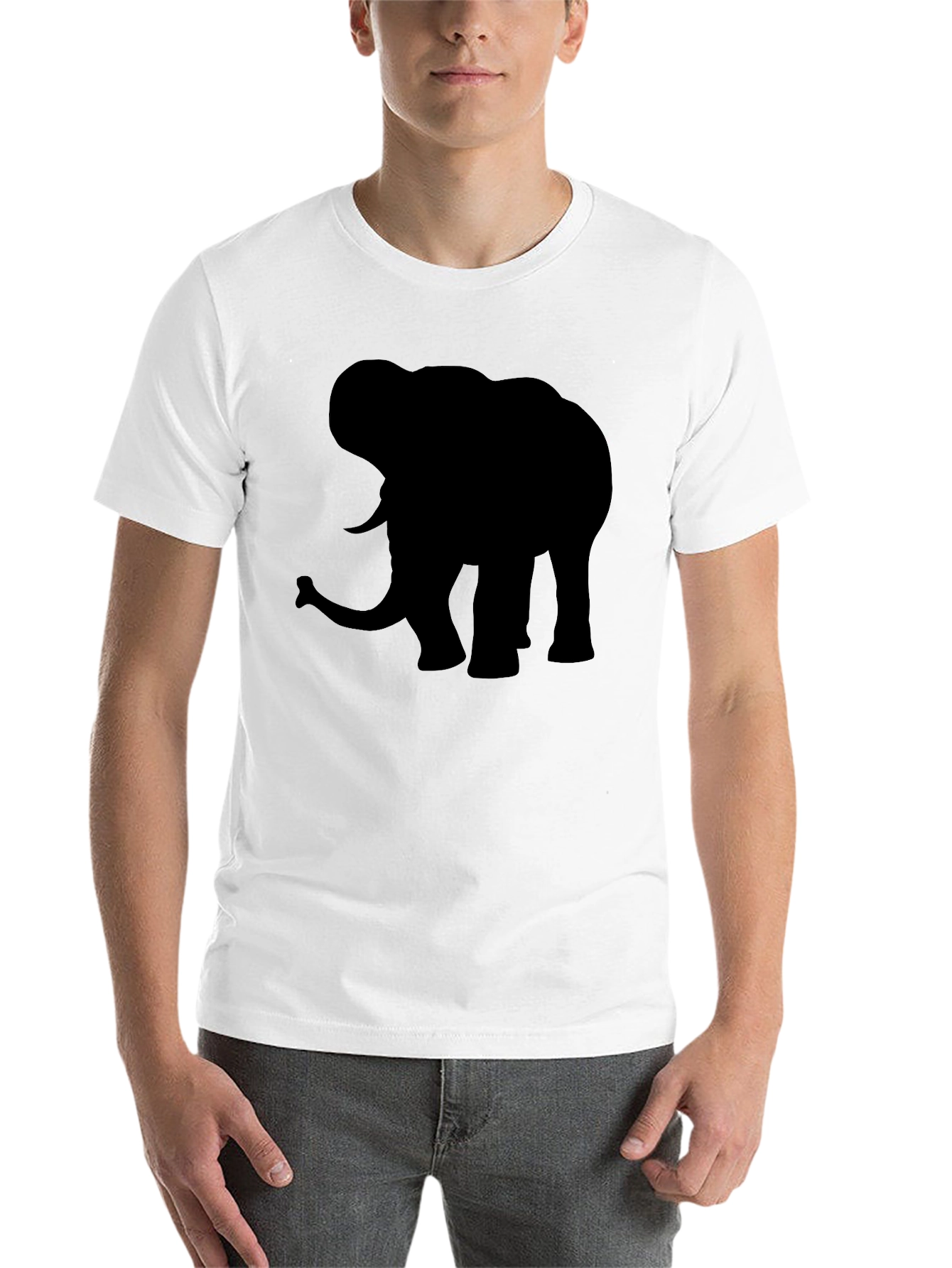 Black Elephant Silhouette Black T-Shirt view 14