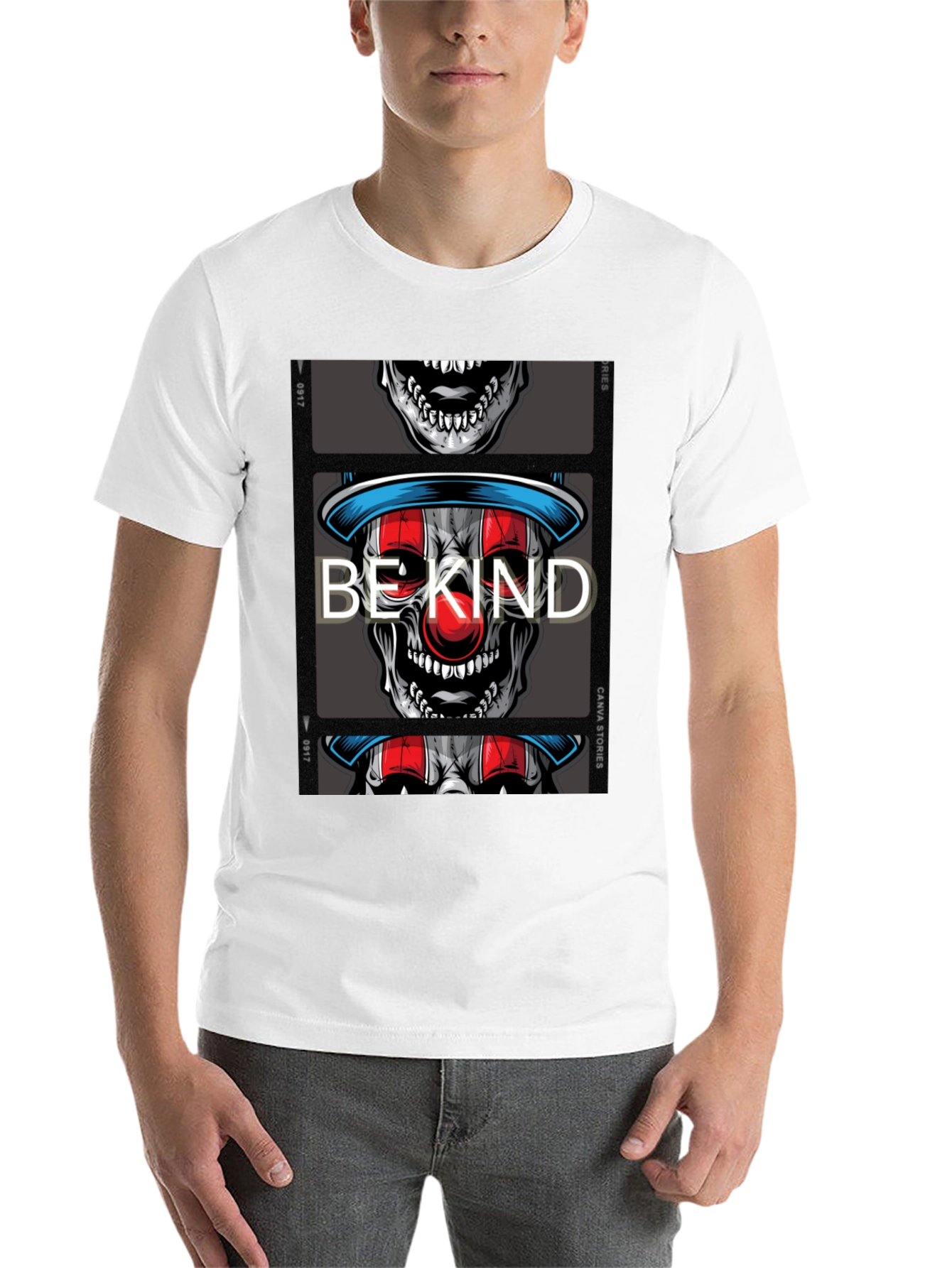Black Be Kind Clown Skull Graphic T-Shirt view 14