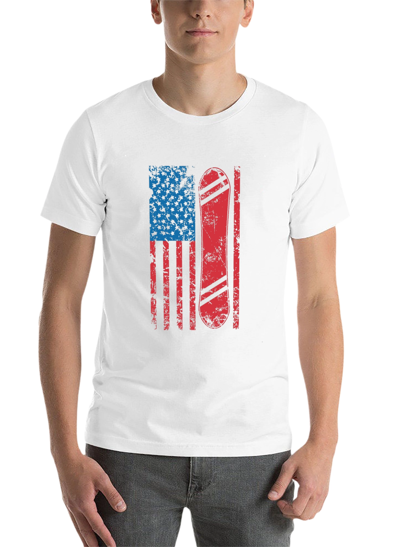 Black American Flag Snowboard T-Shirt view 14