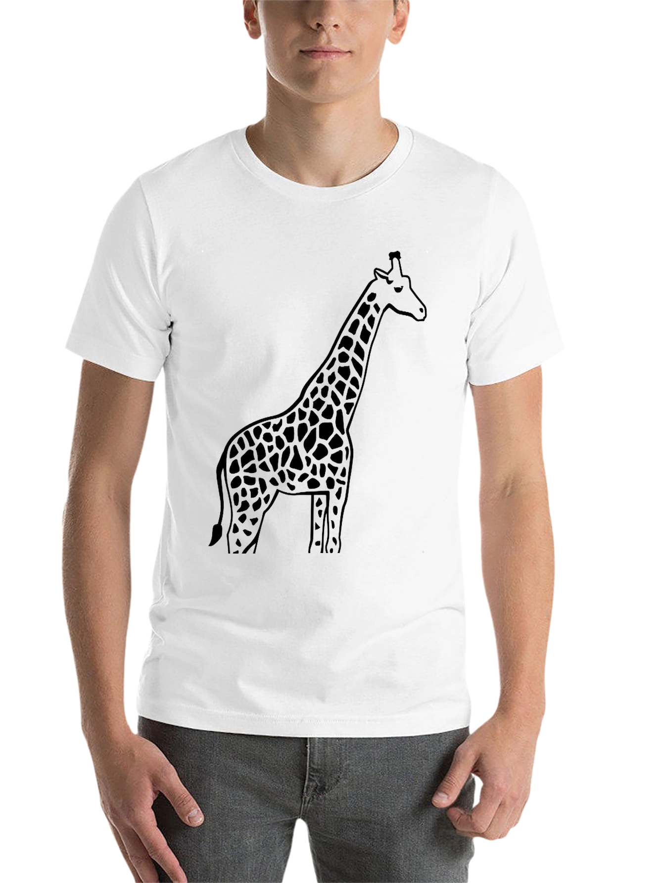 Black Giraffe Silhouette Black T-Shirt view 14