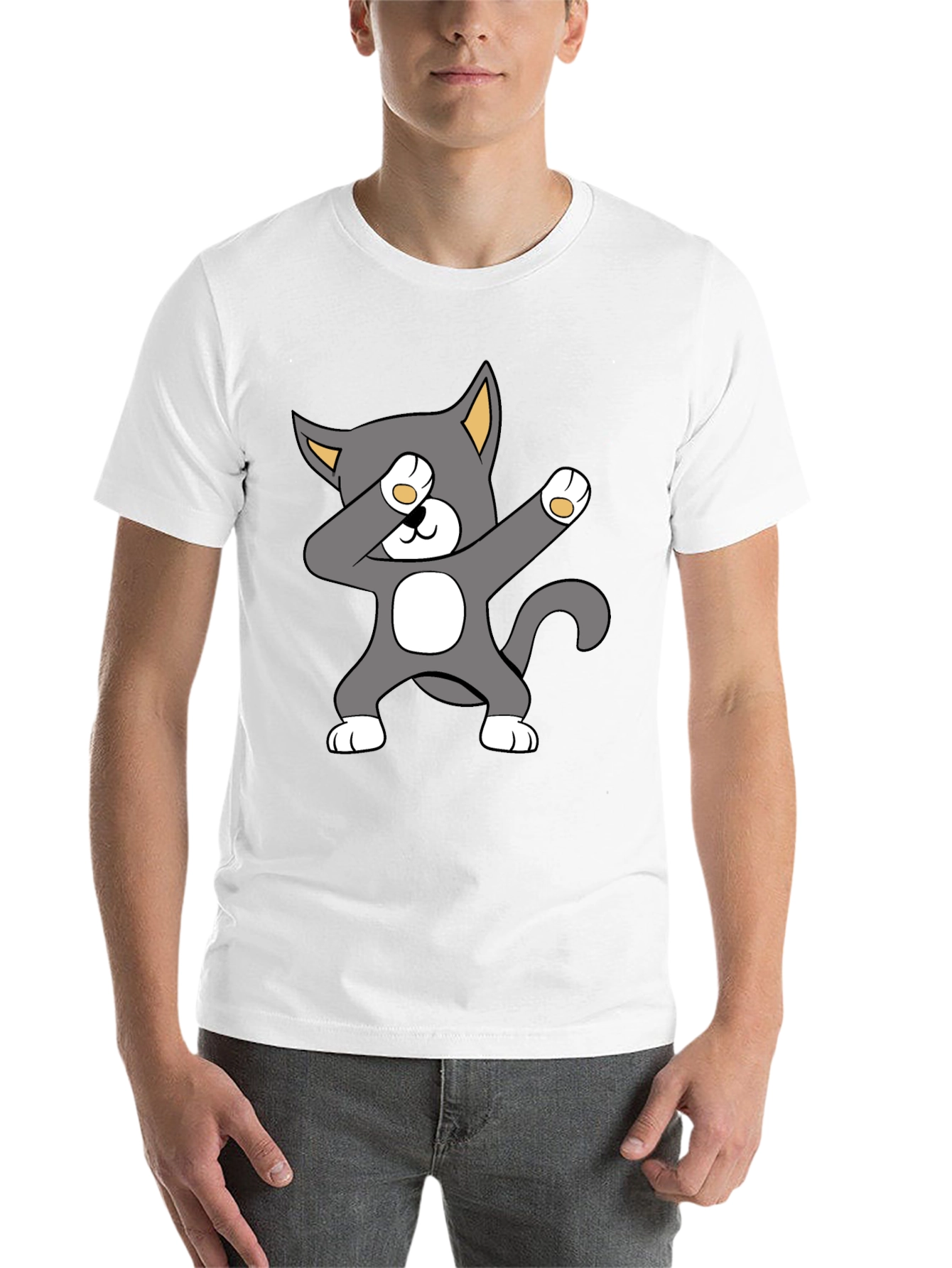 Black Dabbing Cat Graphic Tee - Trendy Style view 14