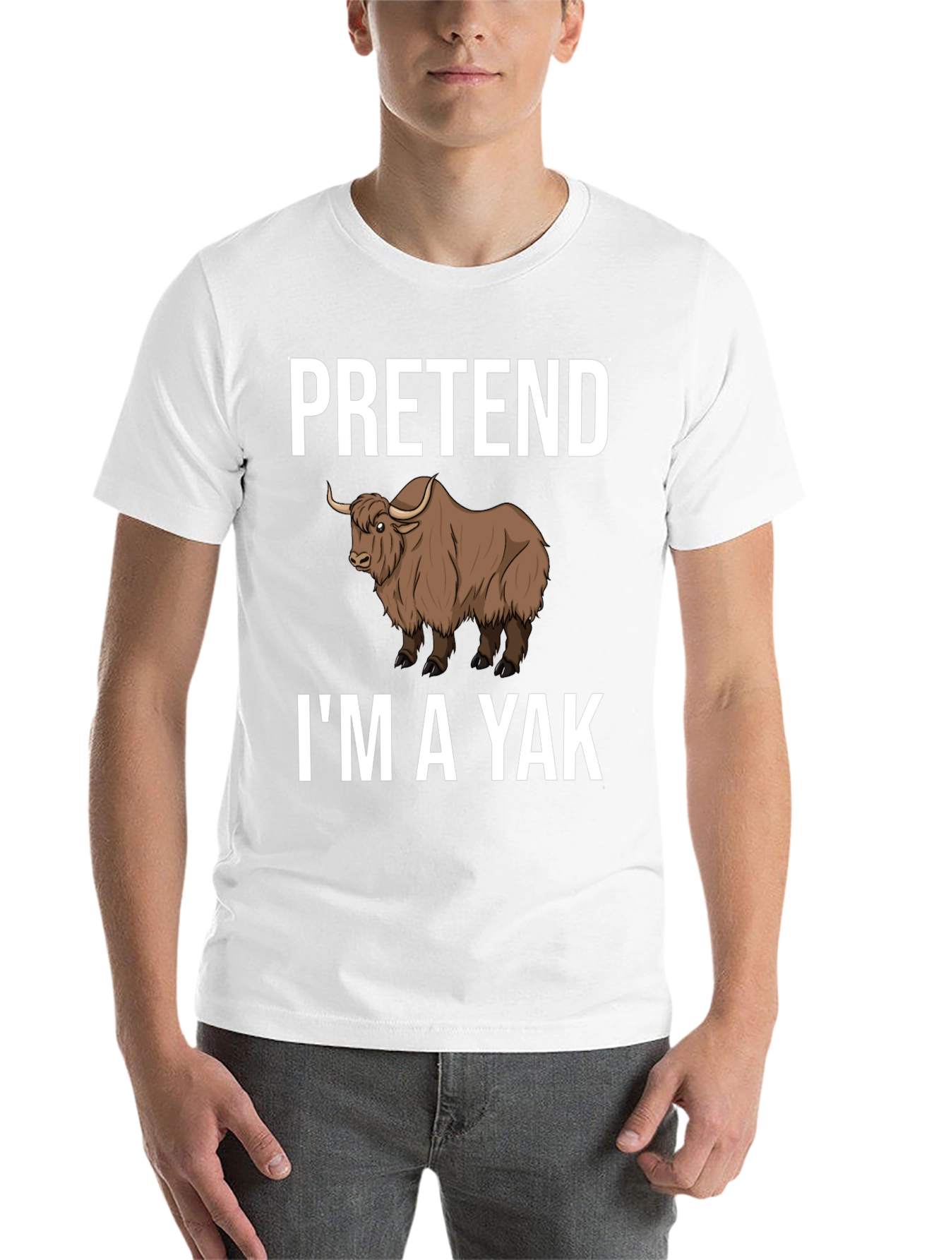 Black Pretend I'm a Yak Funny T-Shirt view 14