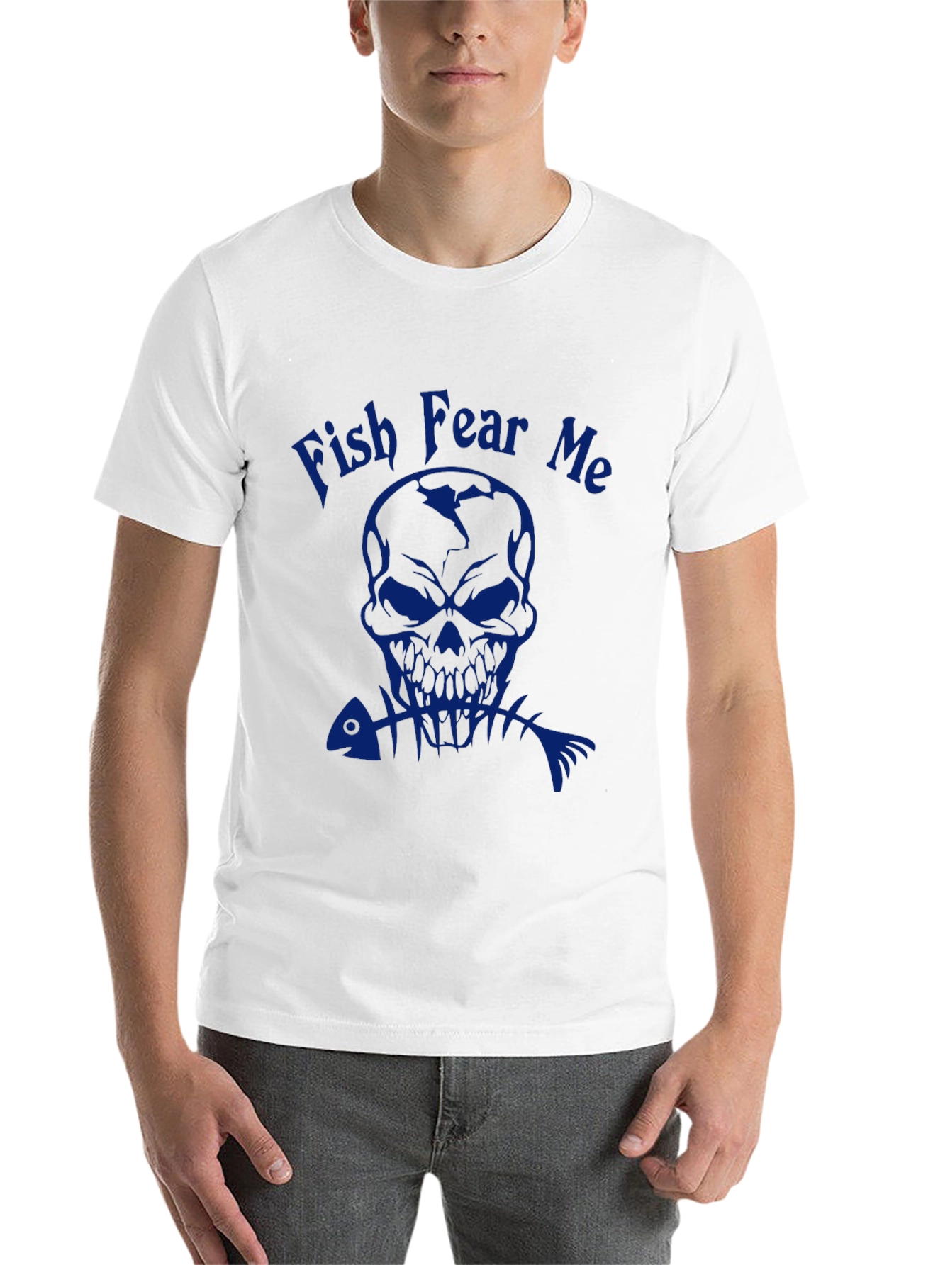 Black Fish Fear Me Skull Graphic Tee - Black Cotton T-Shirt view 14