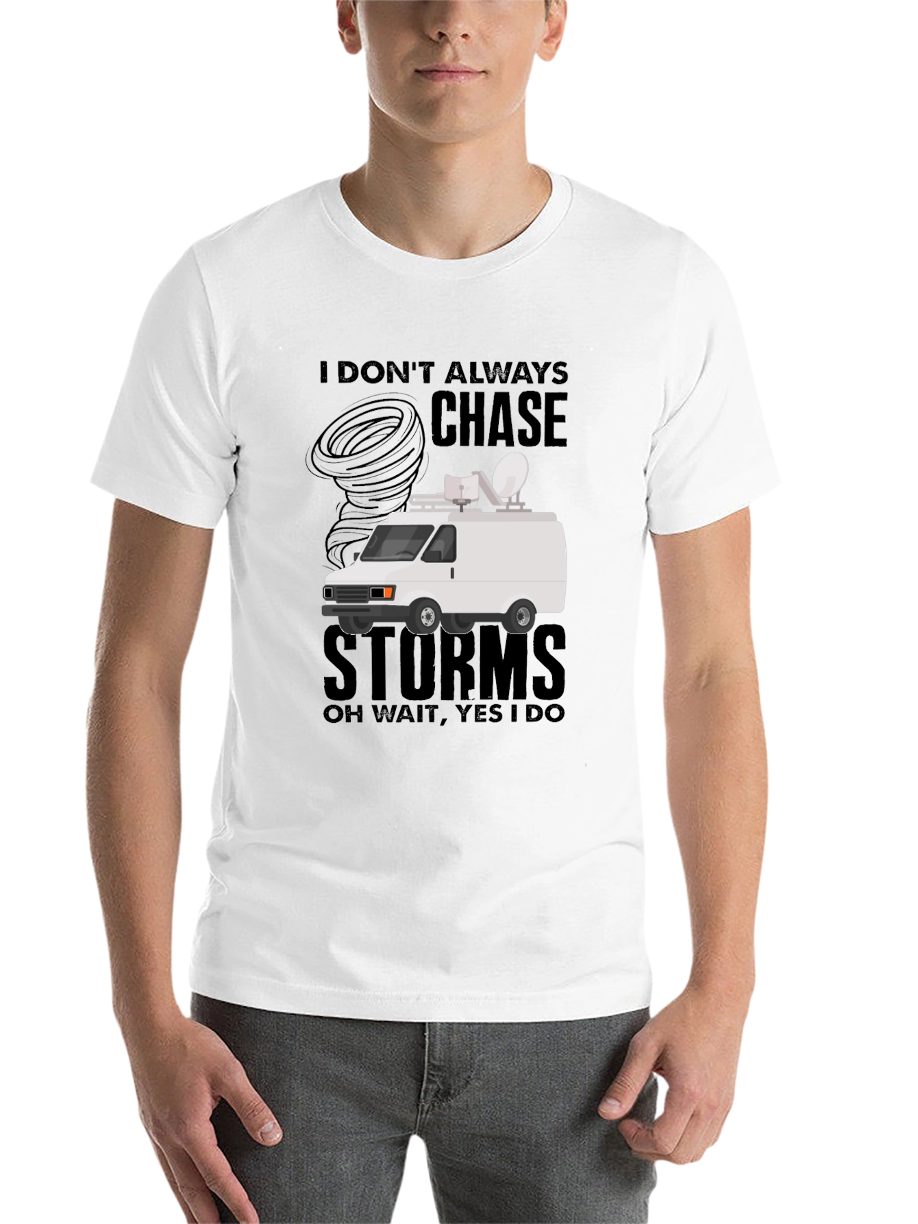 Black Storm Chaser T-Shirt - Funny Weather Van Tee view 14